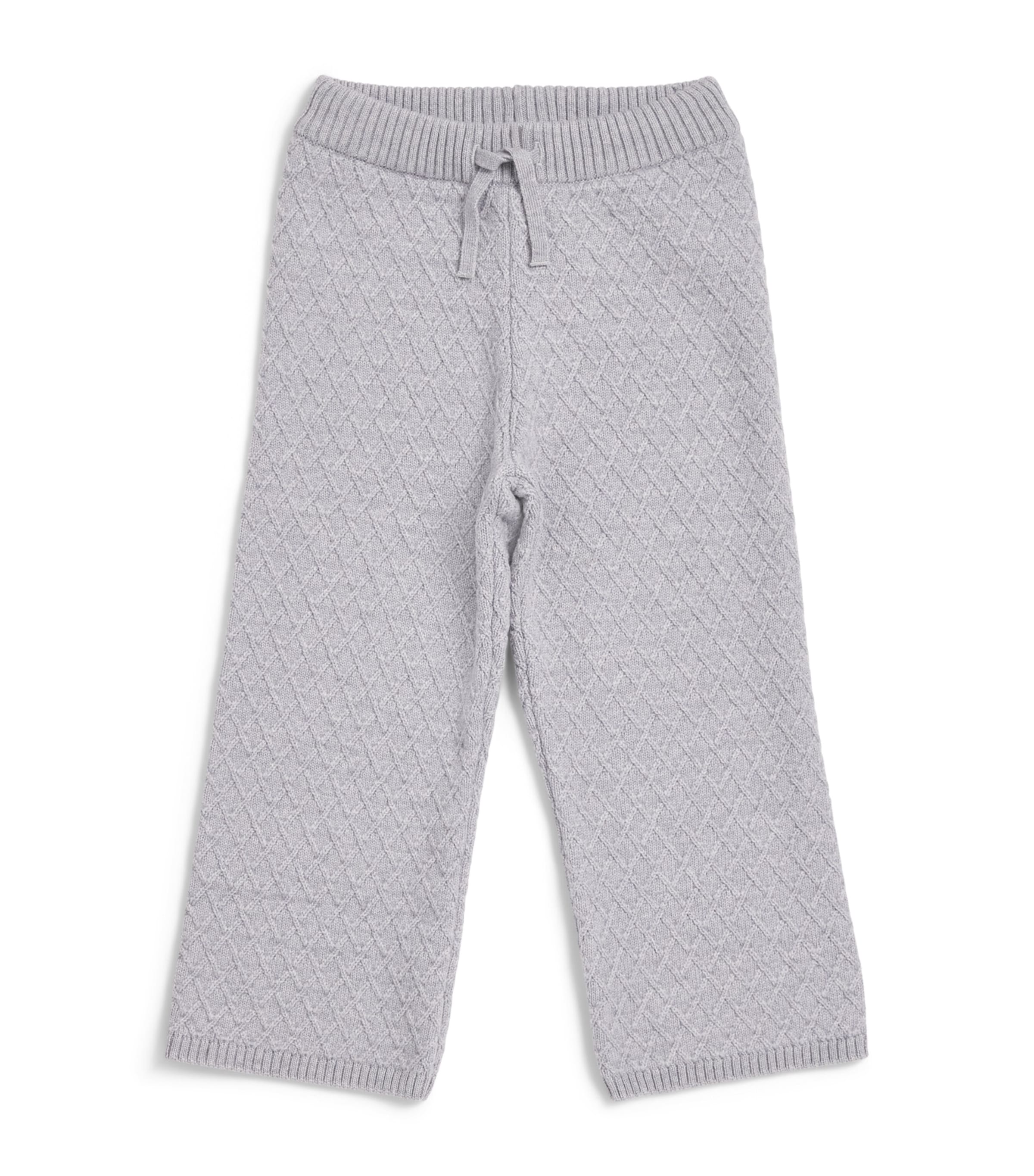 Eleventy Kids Virgin Wool Diamond-Knit Sweatpants (2-16 Years) Grigio Med Melan