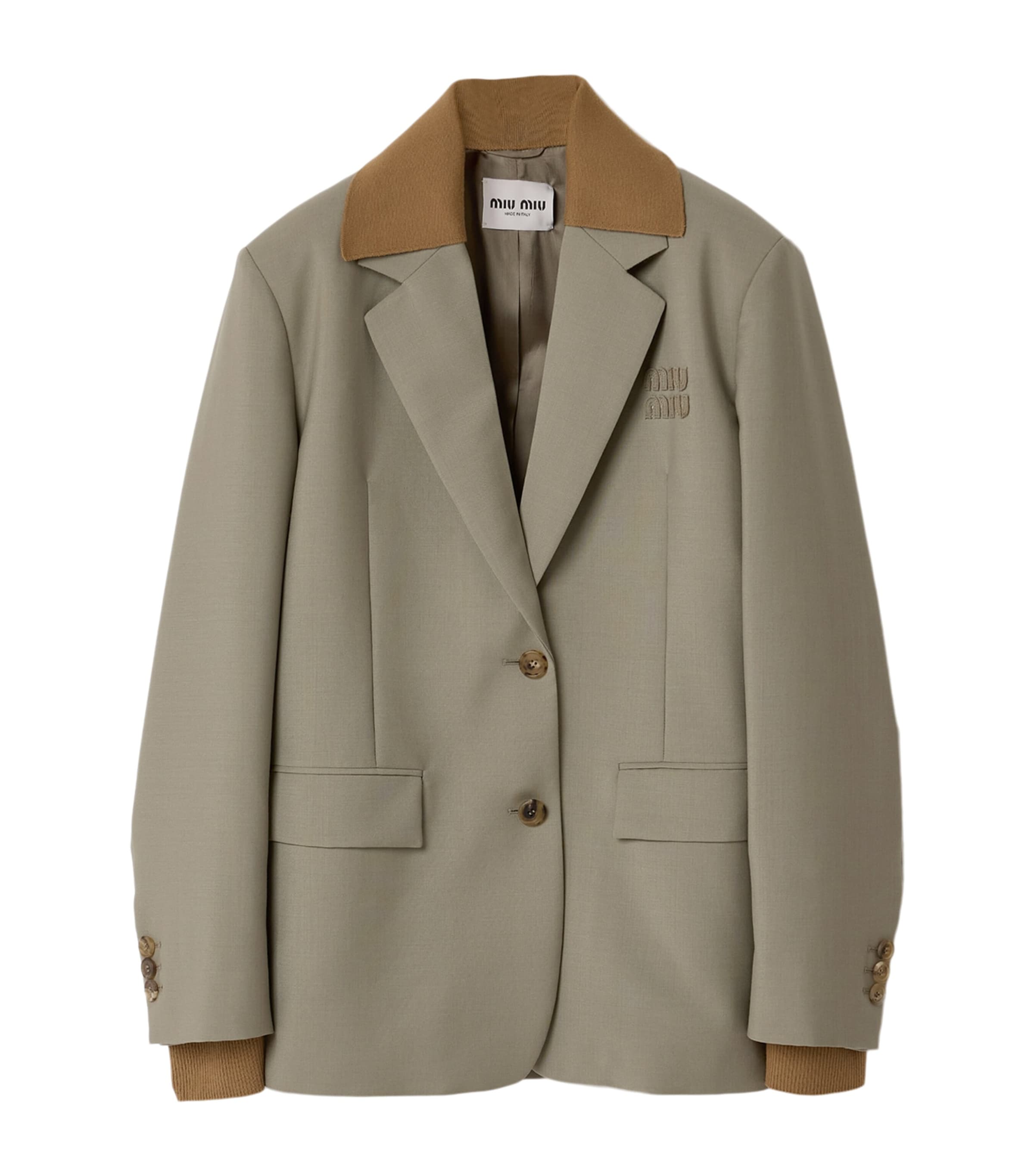 Miu Miu Womens Mohair-Wool Logo Blazer