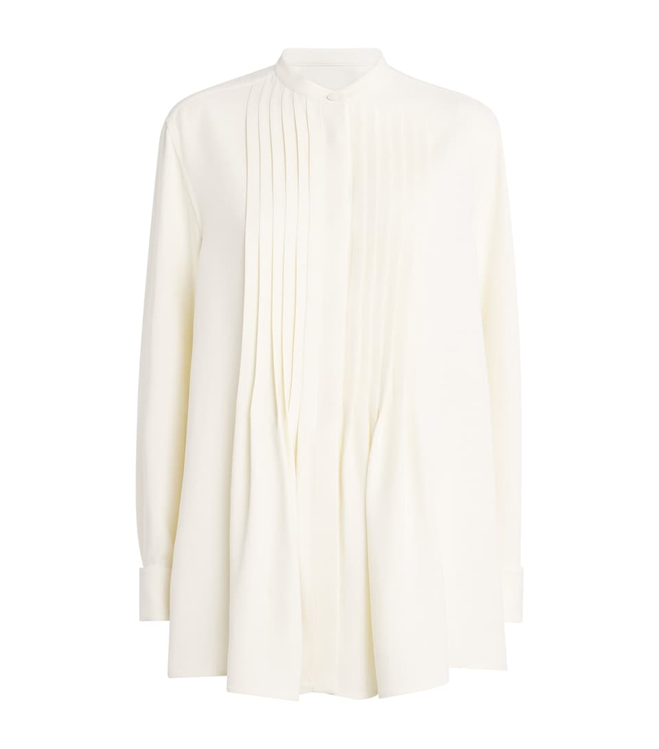 Silk Plastron-Detail Shirt