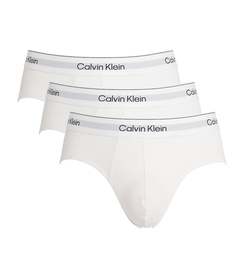 Calvin Klein Mens Cotton Stretch Icon Hip Briefs (Pack of 3) White