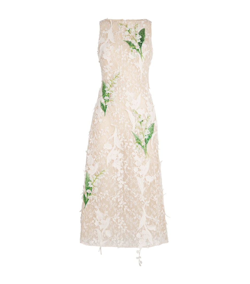 LEO LIN Womens Lace Embellished Cleo Midi Dress Snow