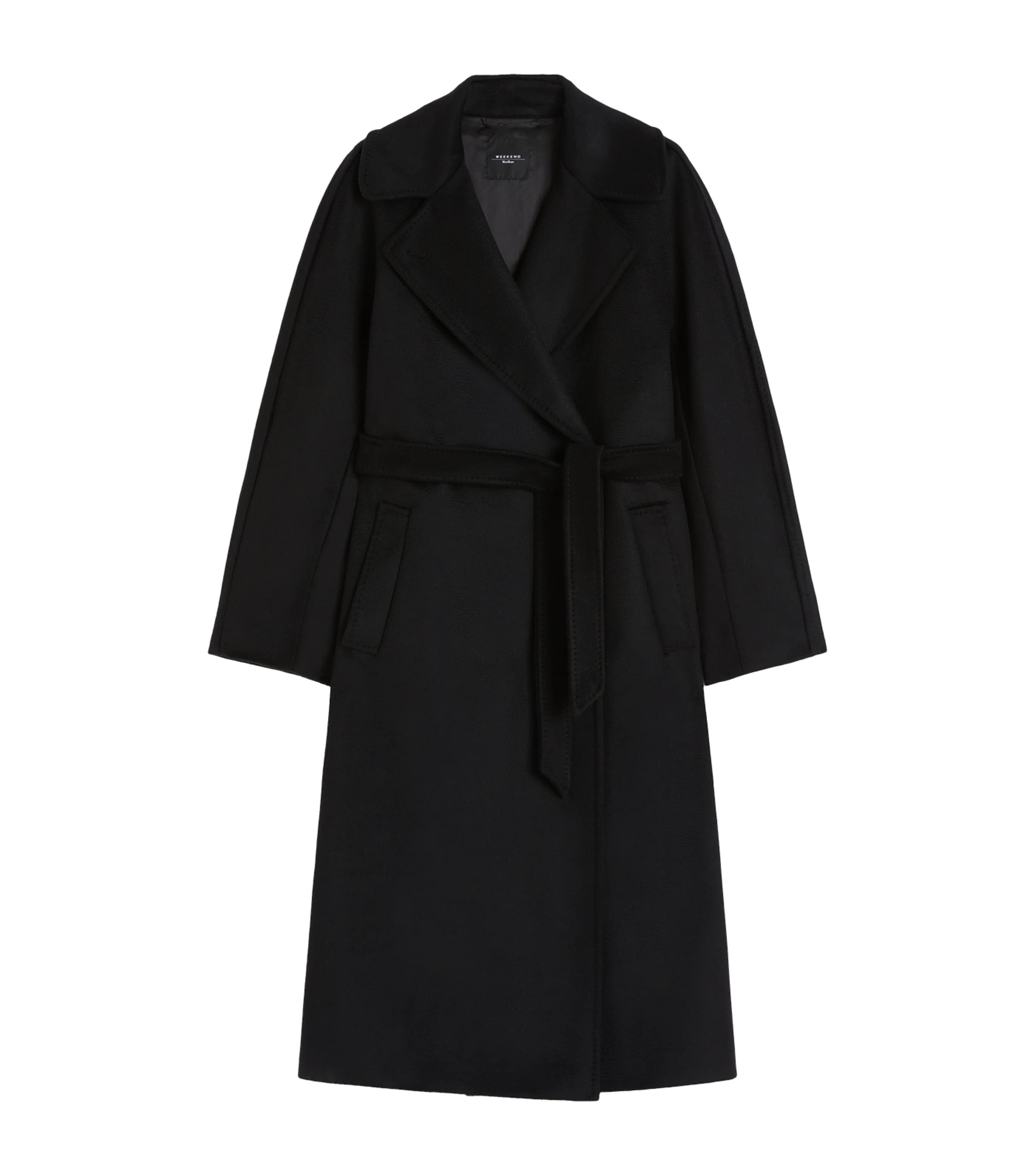 Weekend Max Mara Womens Virgin Wool Belted Coat Black