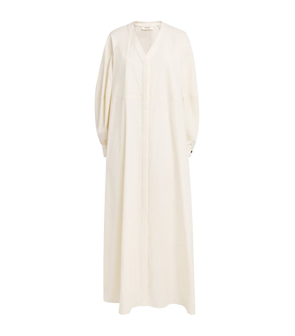 RETORI Womens Cotton Poplin Maxi Shirt Dress White