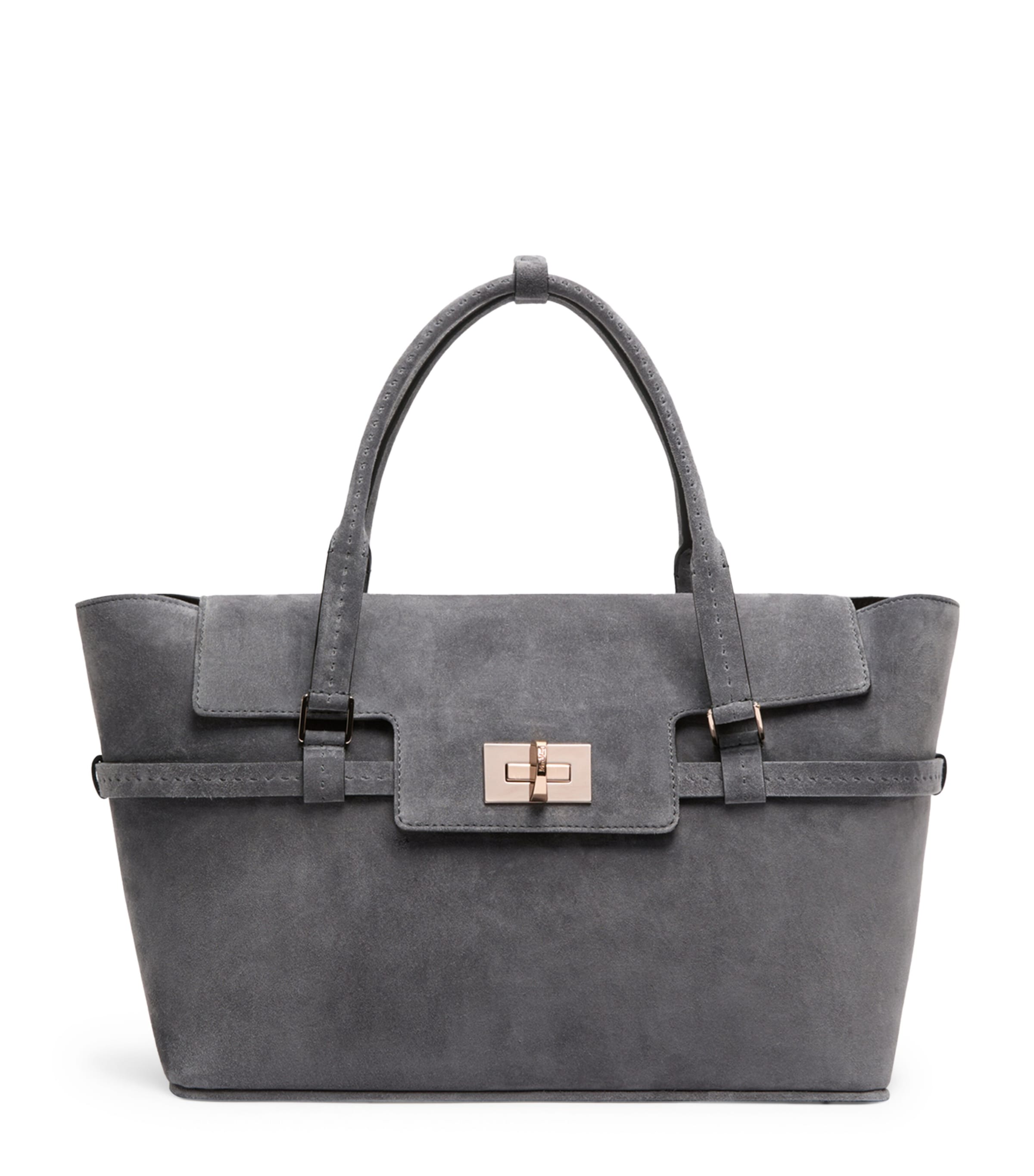 Max Mara Suede Margaux Top-Handle Bag Medium Grey