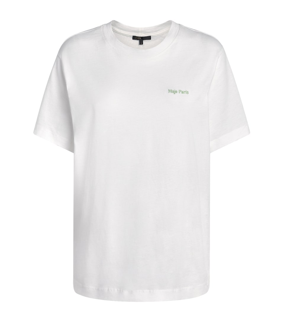 Maje Womens Cotton Graphic T-Shirt White