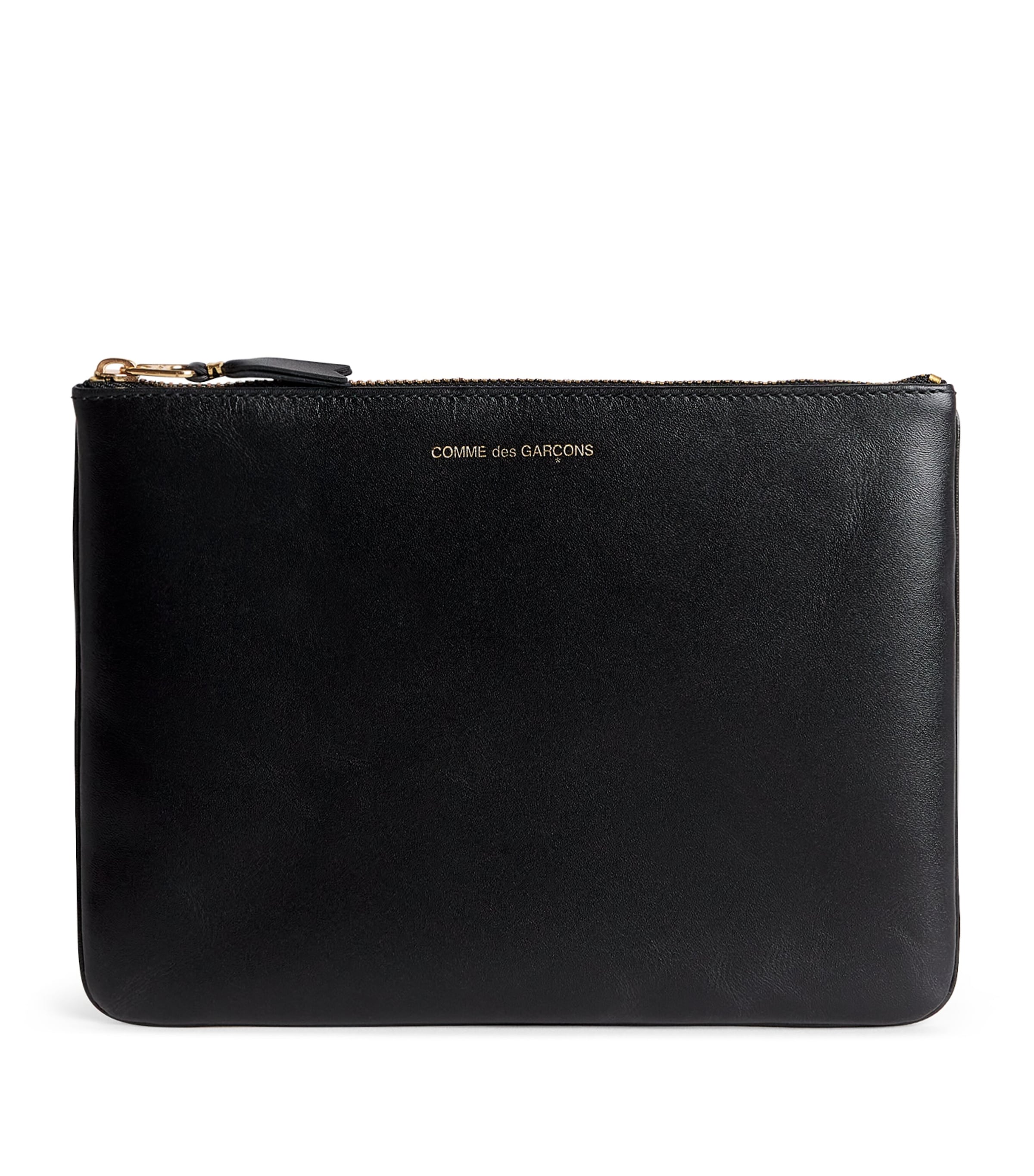 Comme Des Garçons Wallet Large Leather Zipped Pouch Black