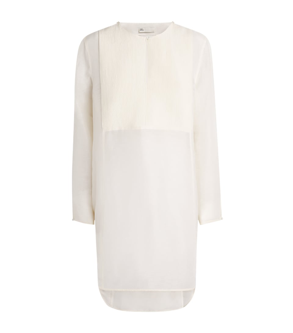 Linen-Silk Pleated Mini Kaftan