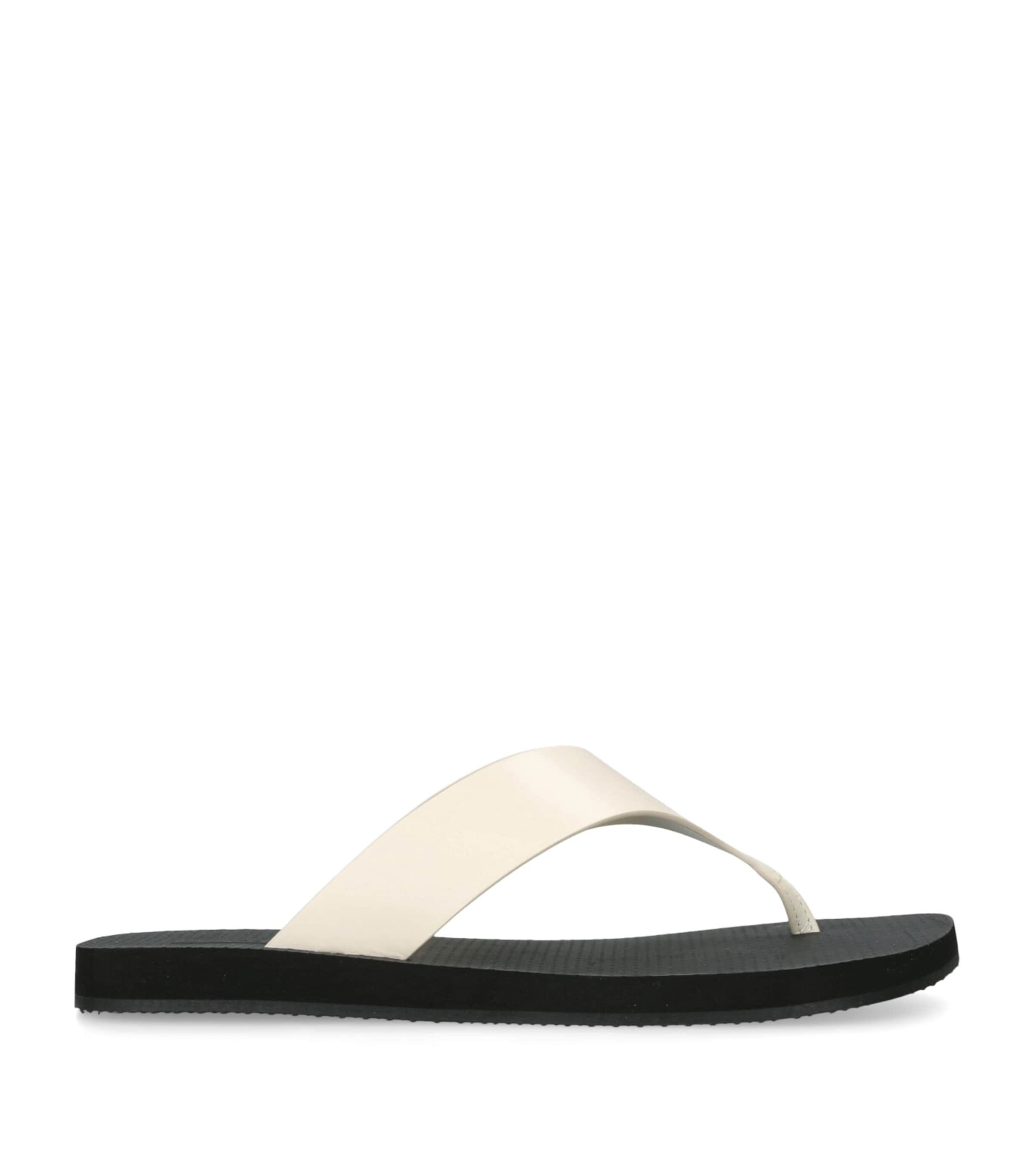 The Row Dune Classic Ginza Leather Flip Flops White/blk