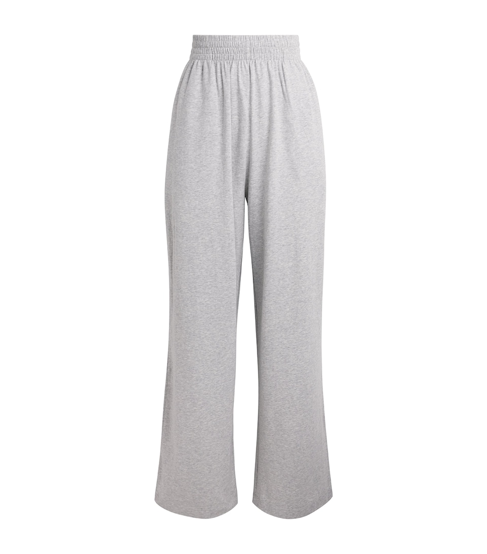 Skims Womens Stretch-Cotton Wide-Leg Sweatpants Light Heather Grey