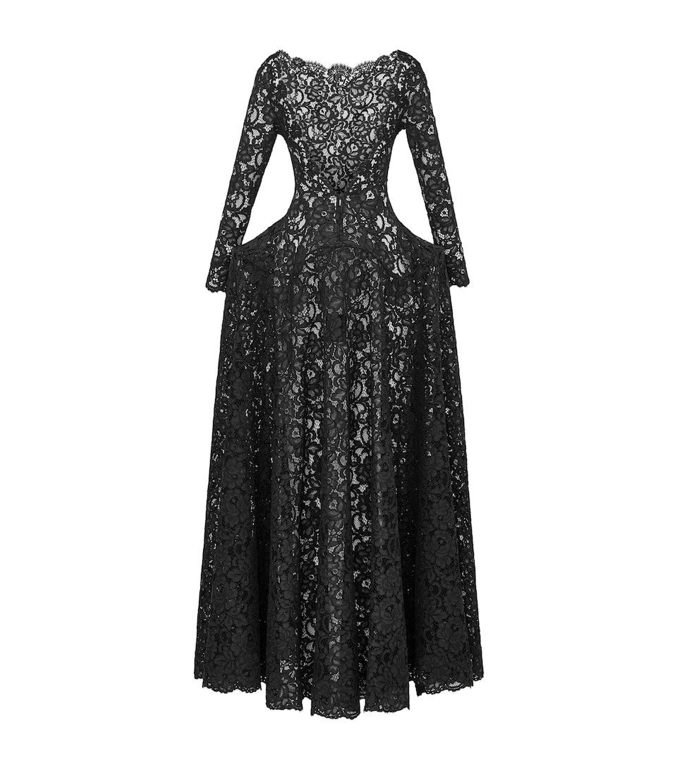 Saint Laurent Womens Lace Plunge-Back Gown