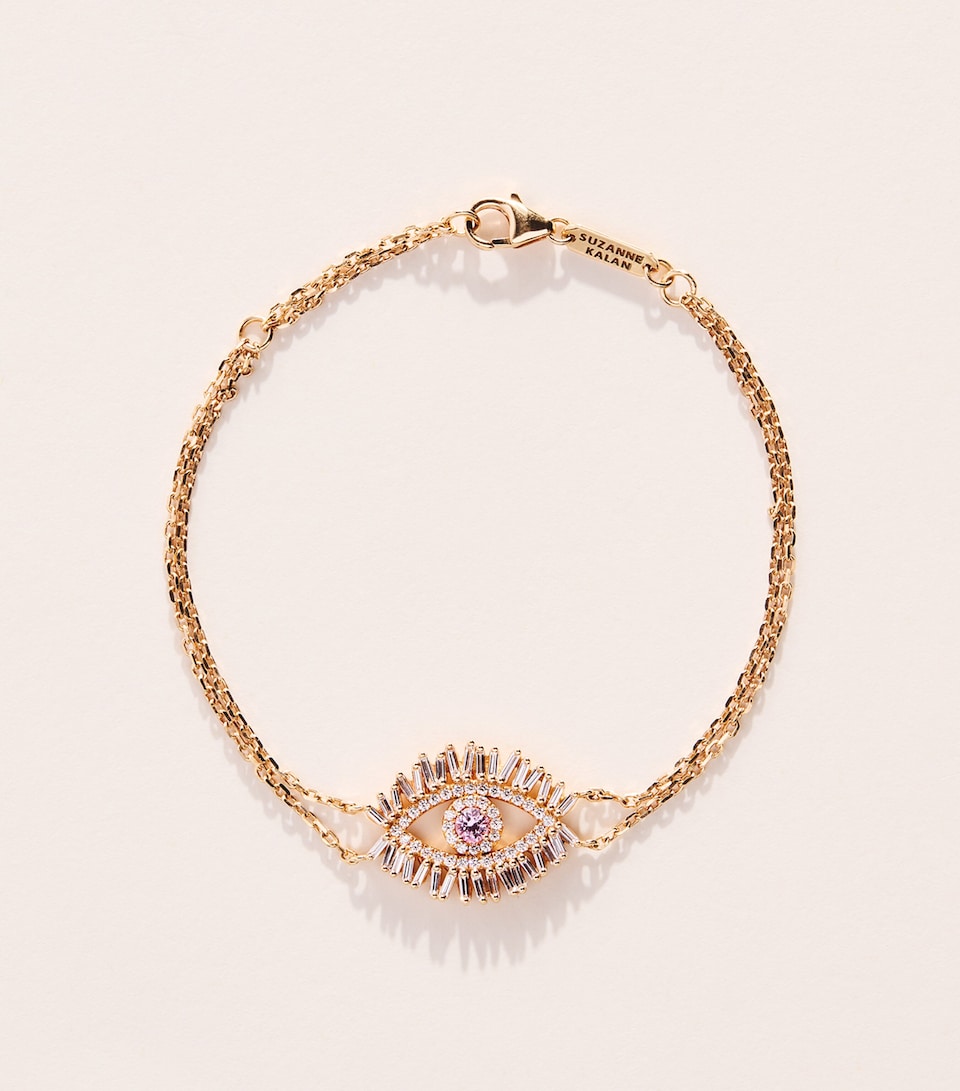 Suzanne Kalan Rose Gold, Diamond and Pink Sapphire Evil Eye Chain Bracelet Rg/p