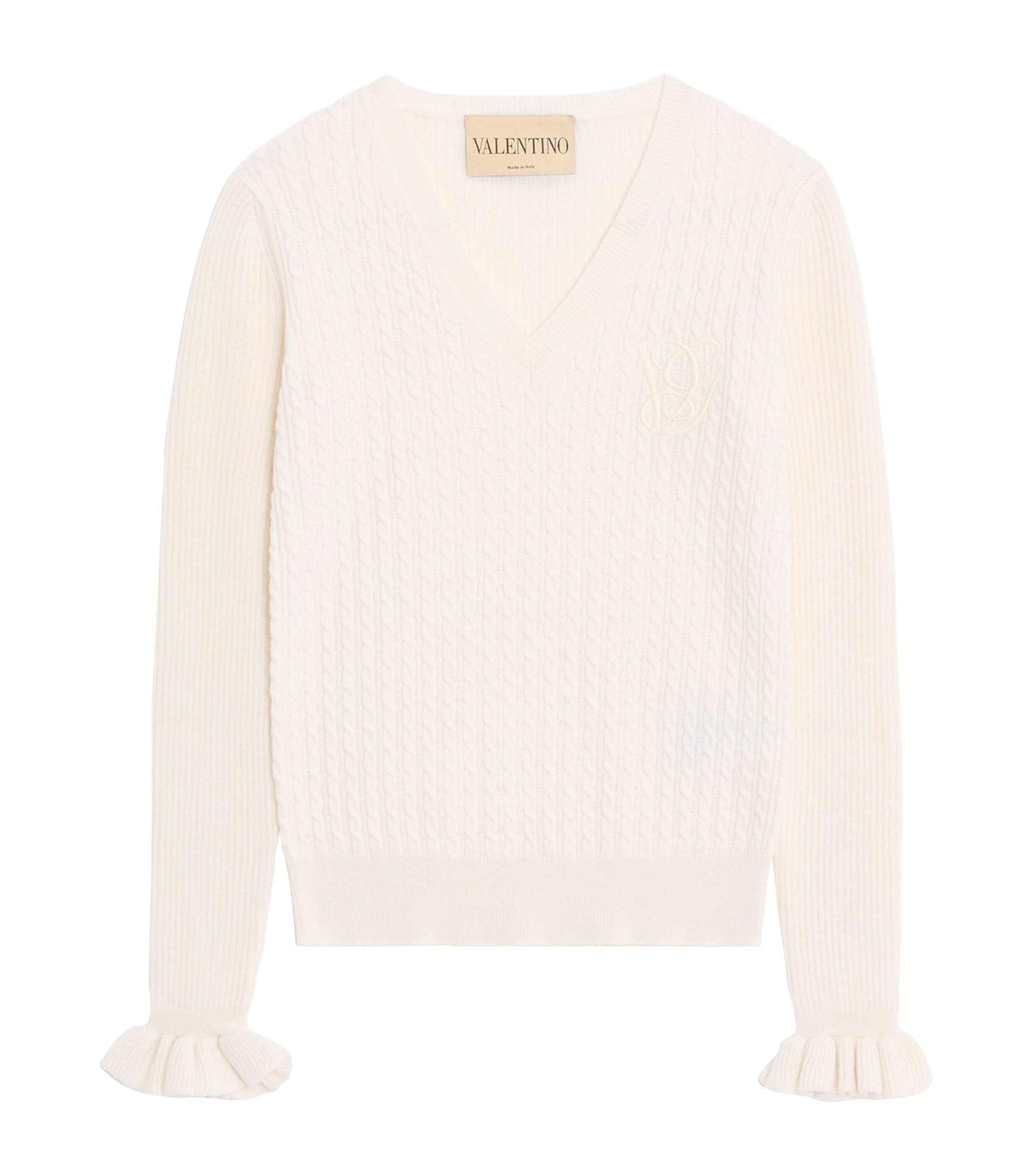 Valentino Womens Cashmere Cable-Knit Sweater
