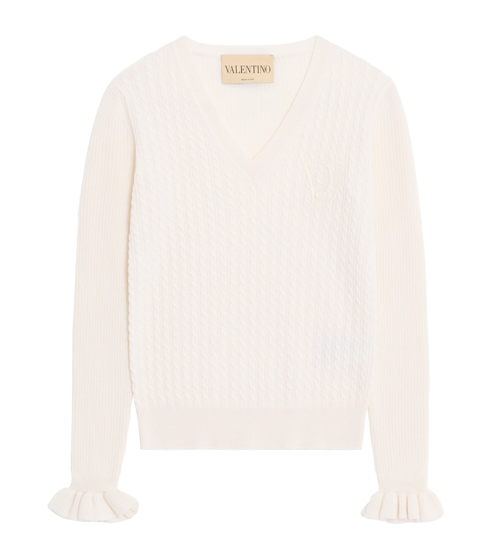 Valentino Womens Cashmere Cable-Knit Sweater