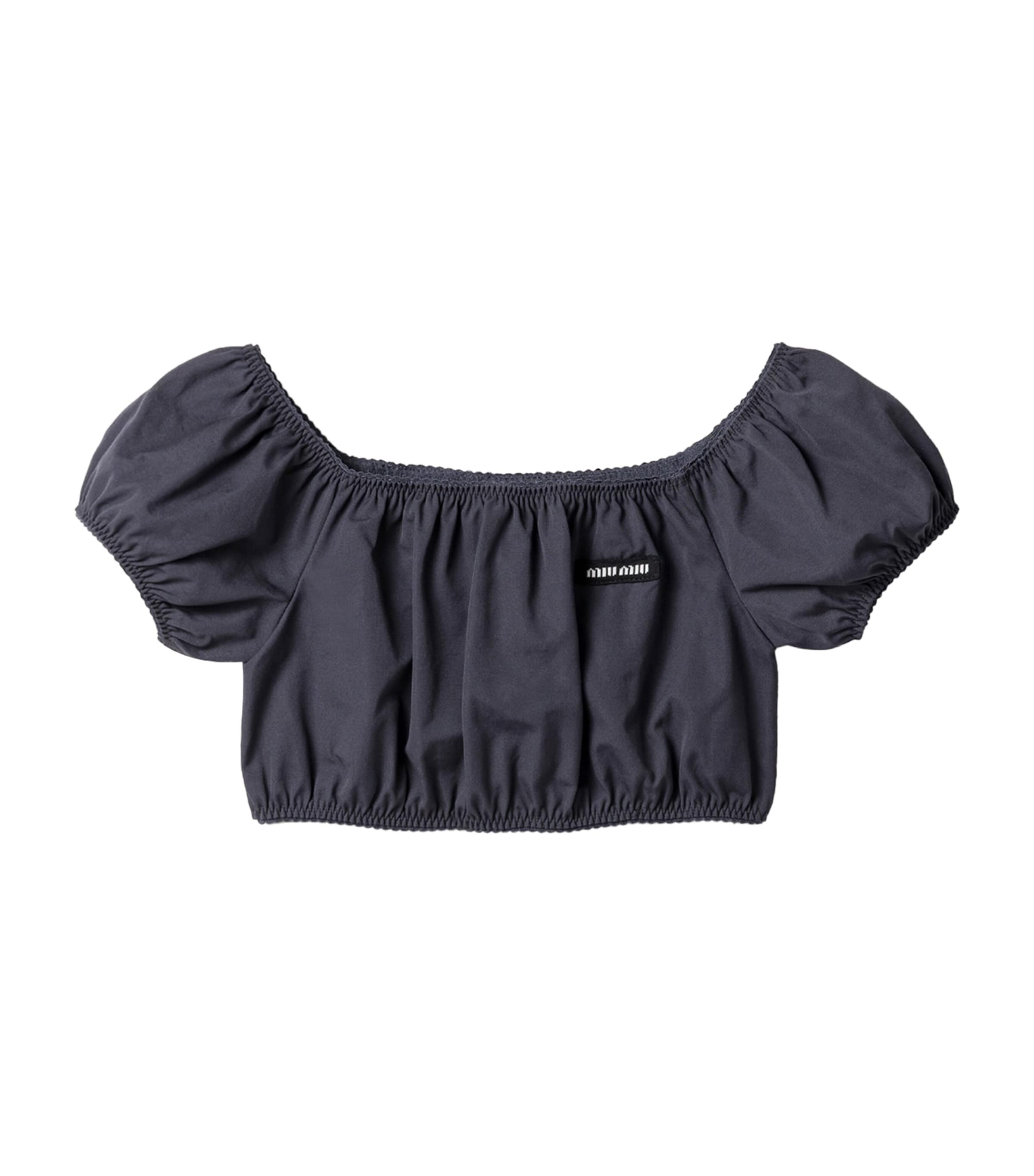 Miu Miu Womens Cotton Poplin Crop Top