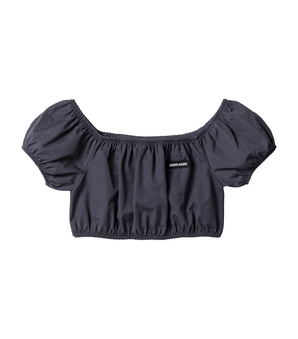 Miu Miu Womens Cotton Poplin Crop Top