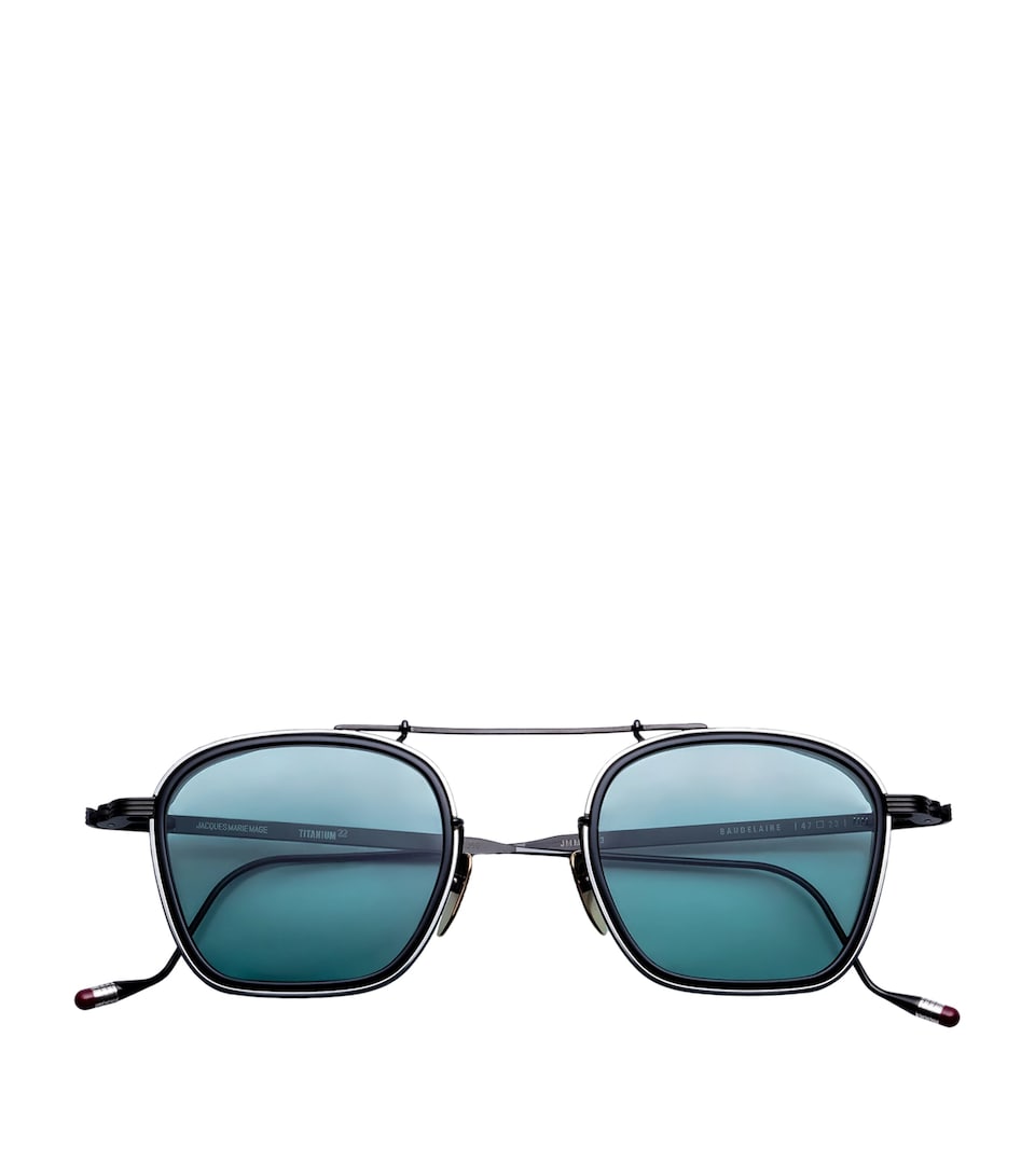 Jacques Marie Mage Titanium Baudelaire Round Sunglasses Paon