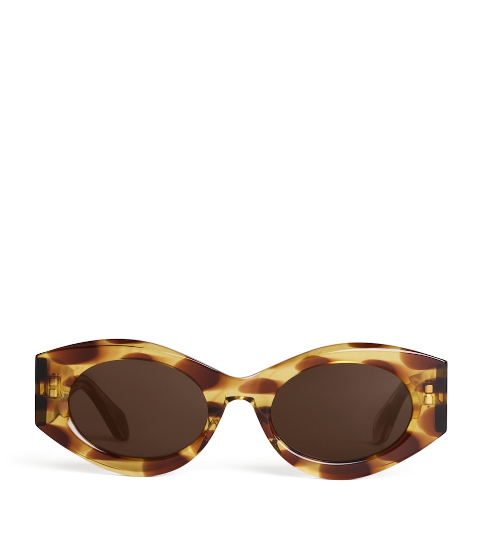 Alaïa Acetate Speckled Oval Sunglasses Jaune/marron