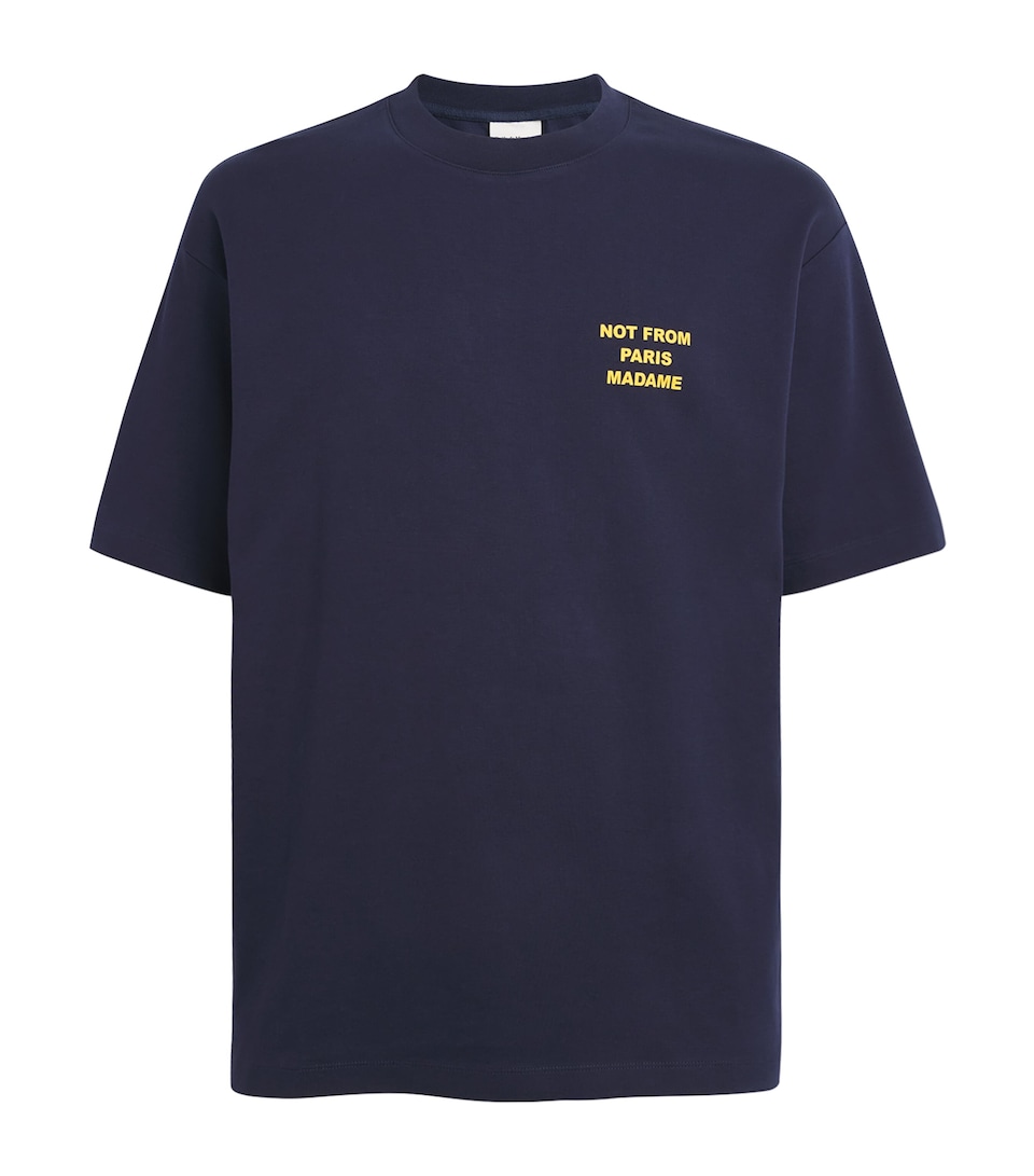Drôle De Monsieur Mens Cotton Slogan T-Shirt Navy