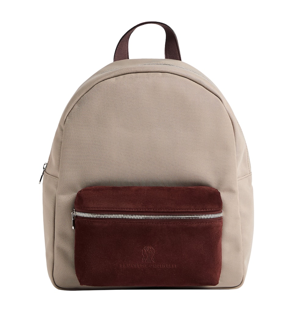 Brunello Cucinelli Kids Techno Cotton-Suede Backpack