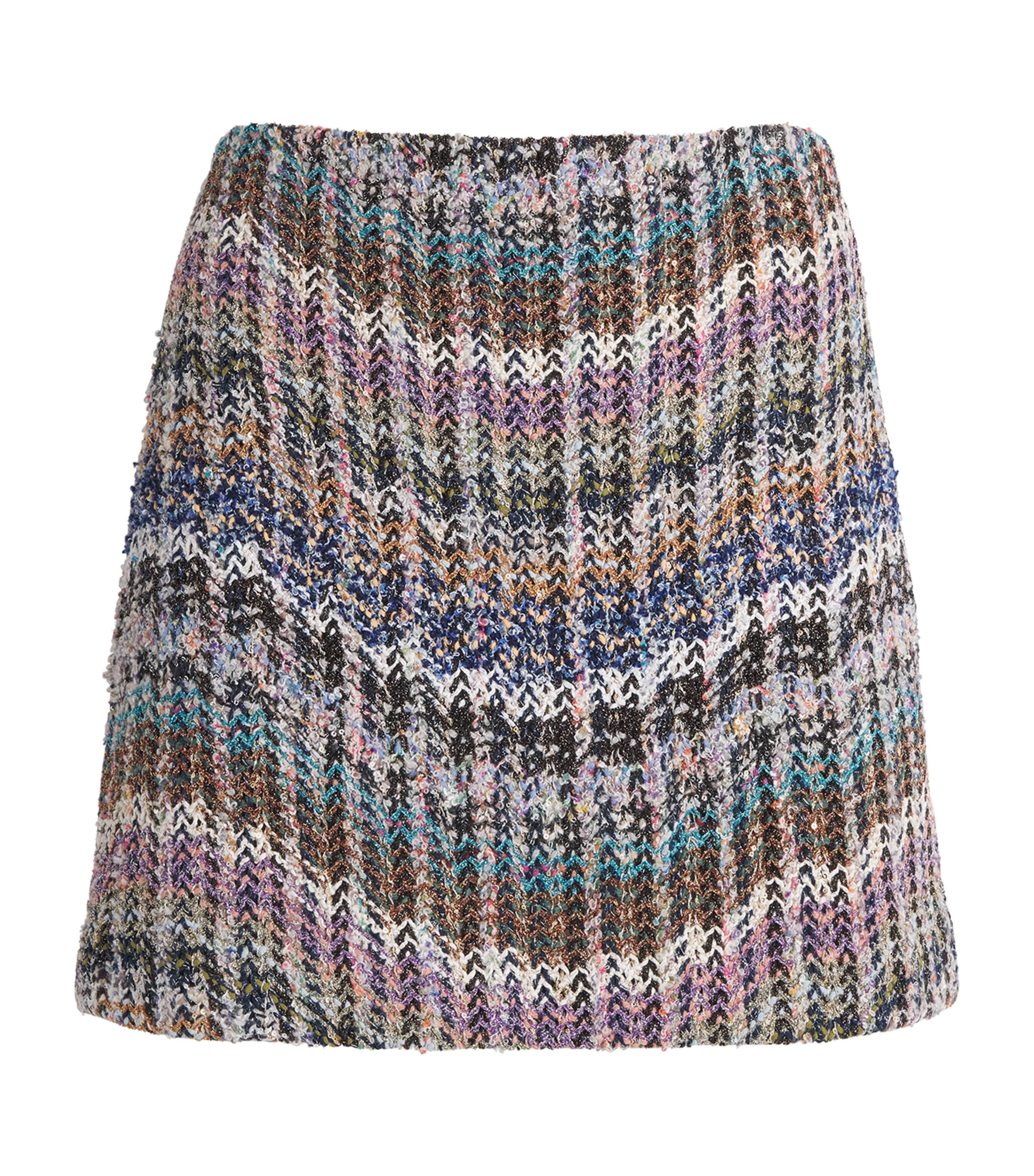 Missoni Womens Metallic Chevron Mini Skirt Smsosmltclr Bl,wt,pk