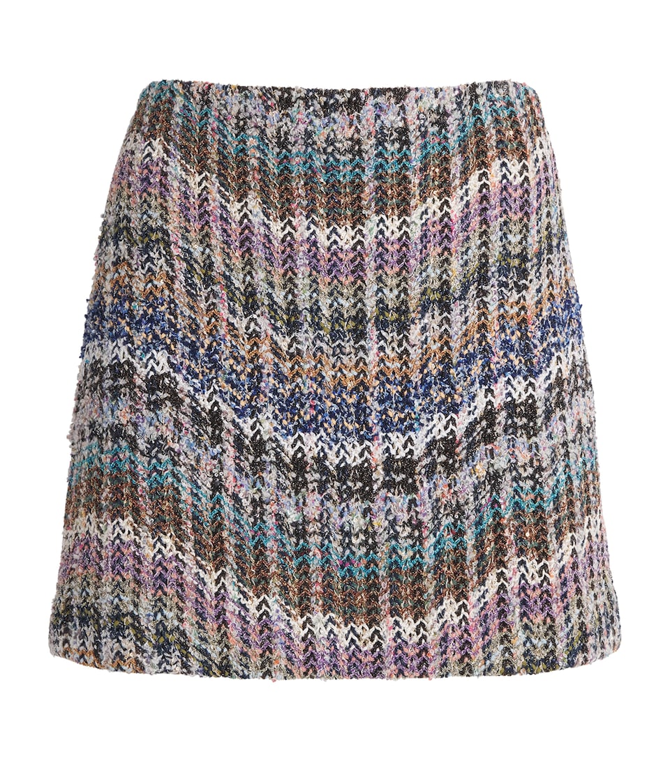 Missoni Womens Metallic Chevron Mini Skirt Smsosmltclr Bl,wt,pk