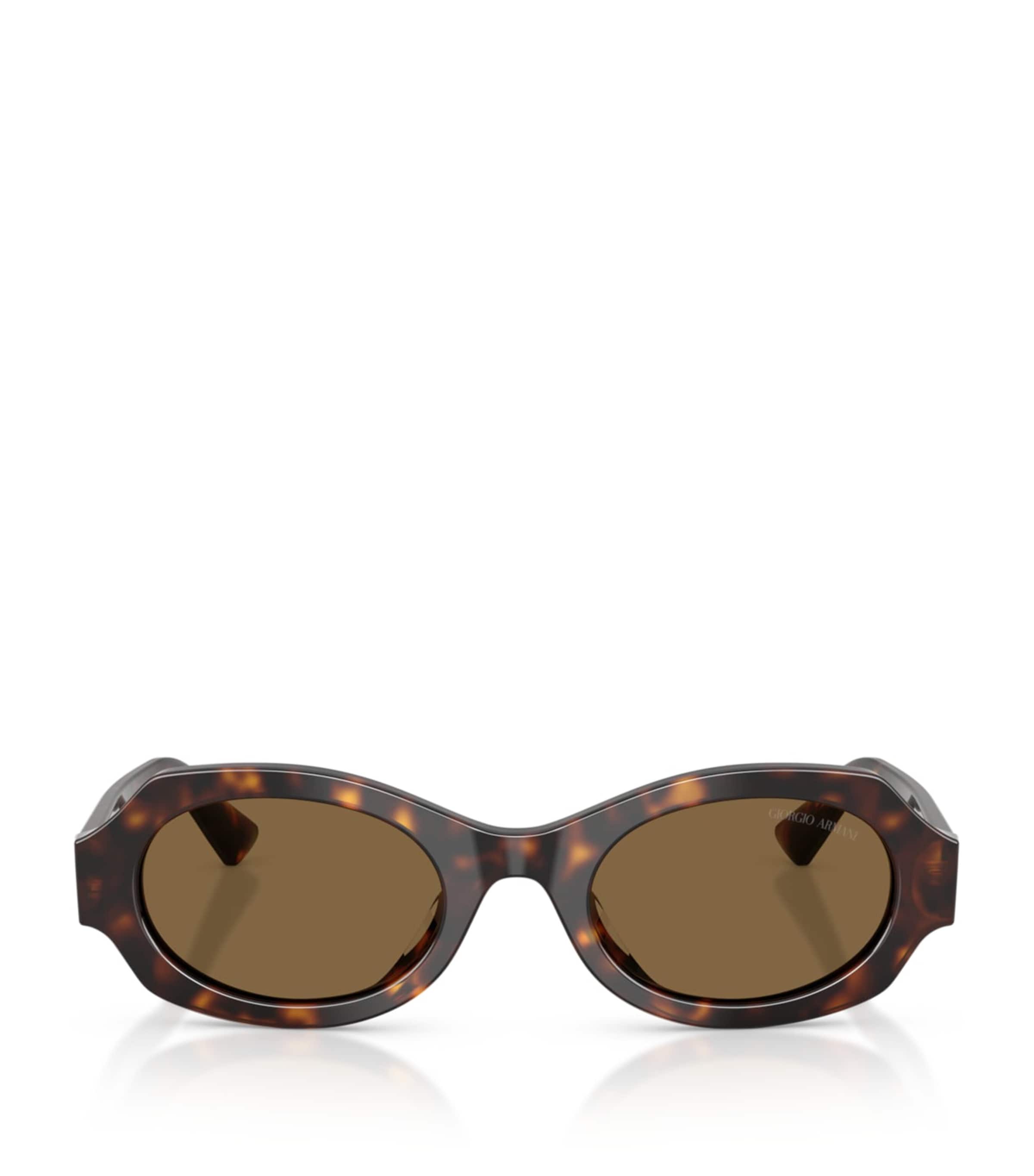 Giorgio Armani Tortoiseshell Oval Sunglasses Brown