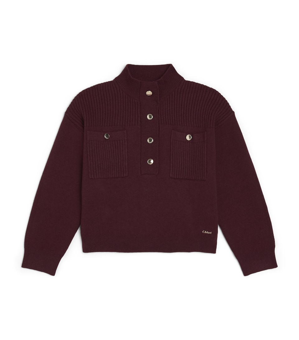 Chloé Kids Cotton-Blend High-Neck Sweater (4-14 Years) Dark Plum