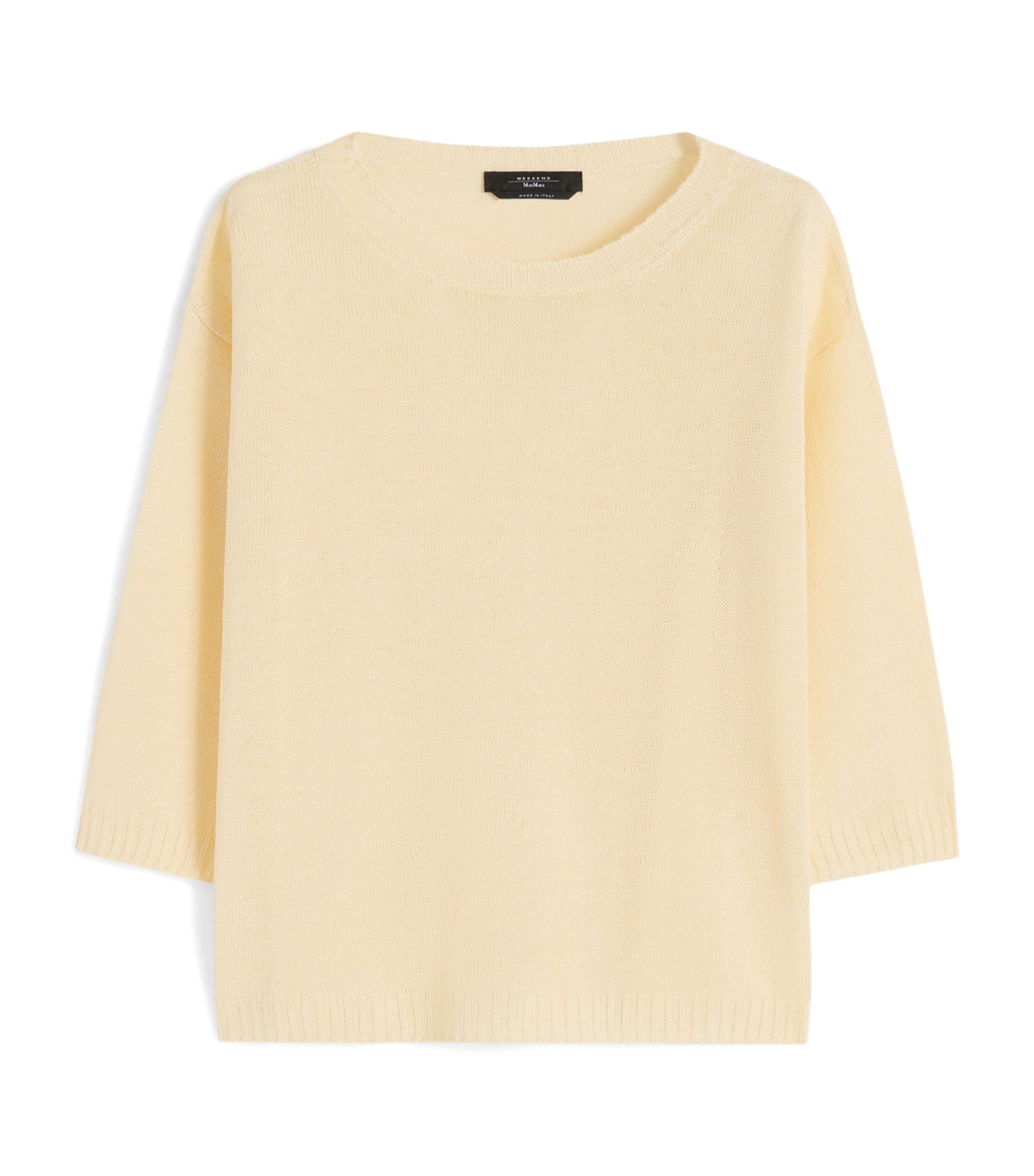 Linen Cropped-Sleeve Sweater