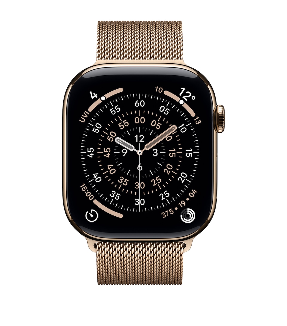 Apple Watch Series 11 - Titanium with Gold Milanese Loop, 46mm, Medium/Large