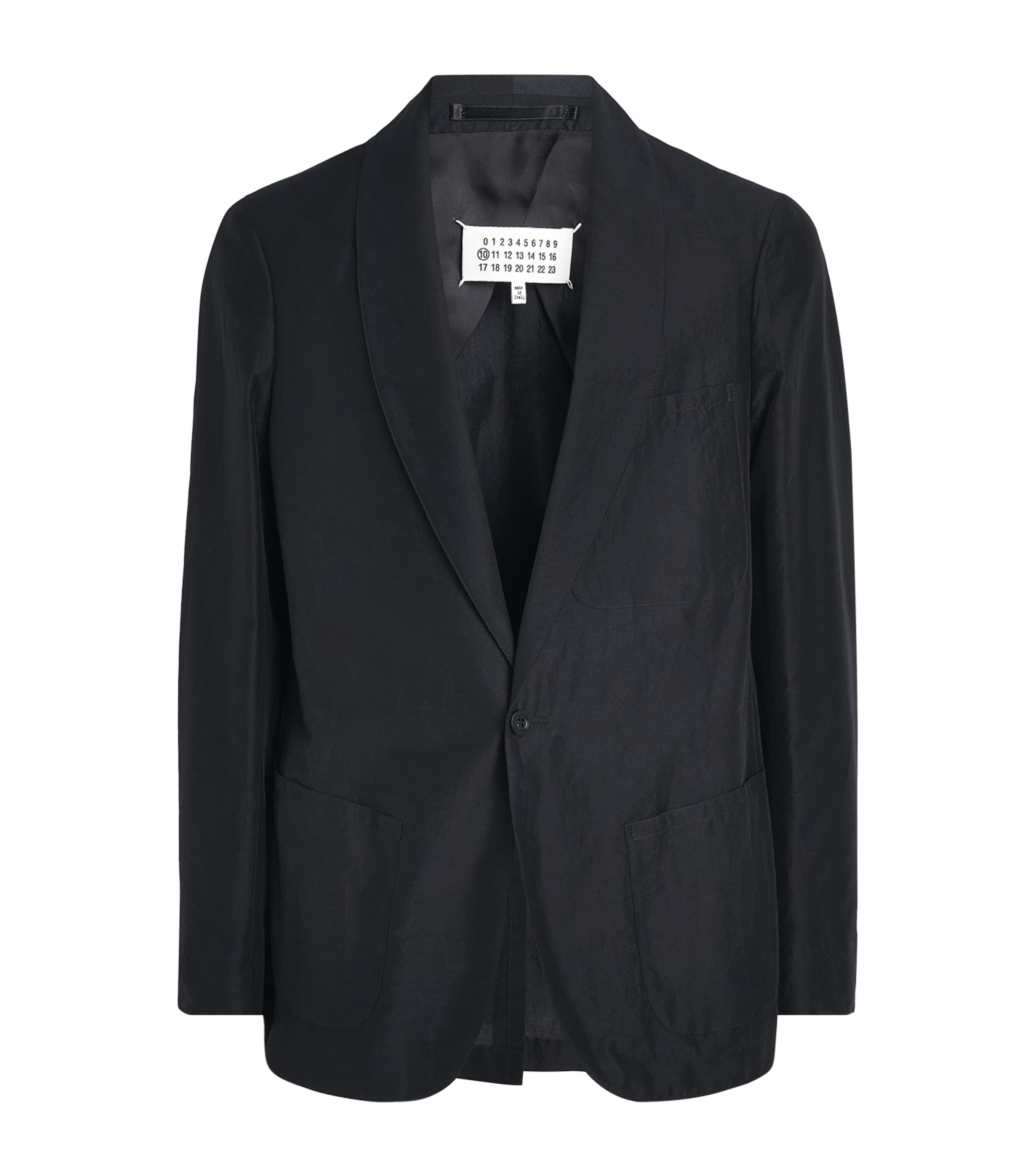 Maison Margiela Mens Satin Double-Pocket Blazer Dark Blue