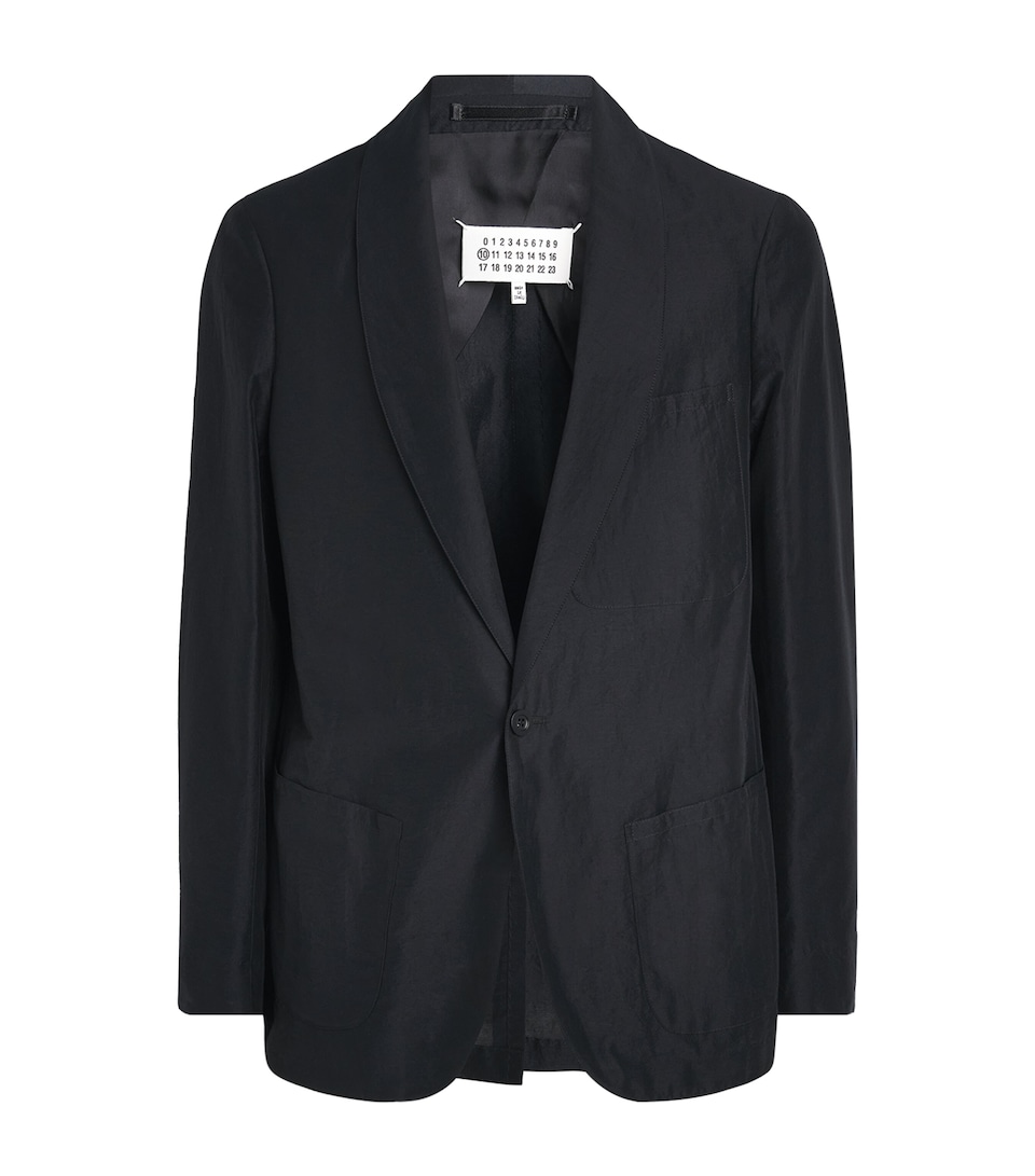 Maison Margiela Mens Satin Double-Pocket Blazer Dark Blue