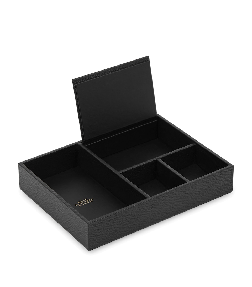 Smythson Panama Leather Valet Tray Blk