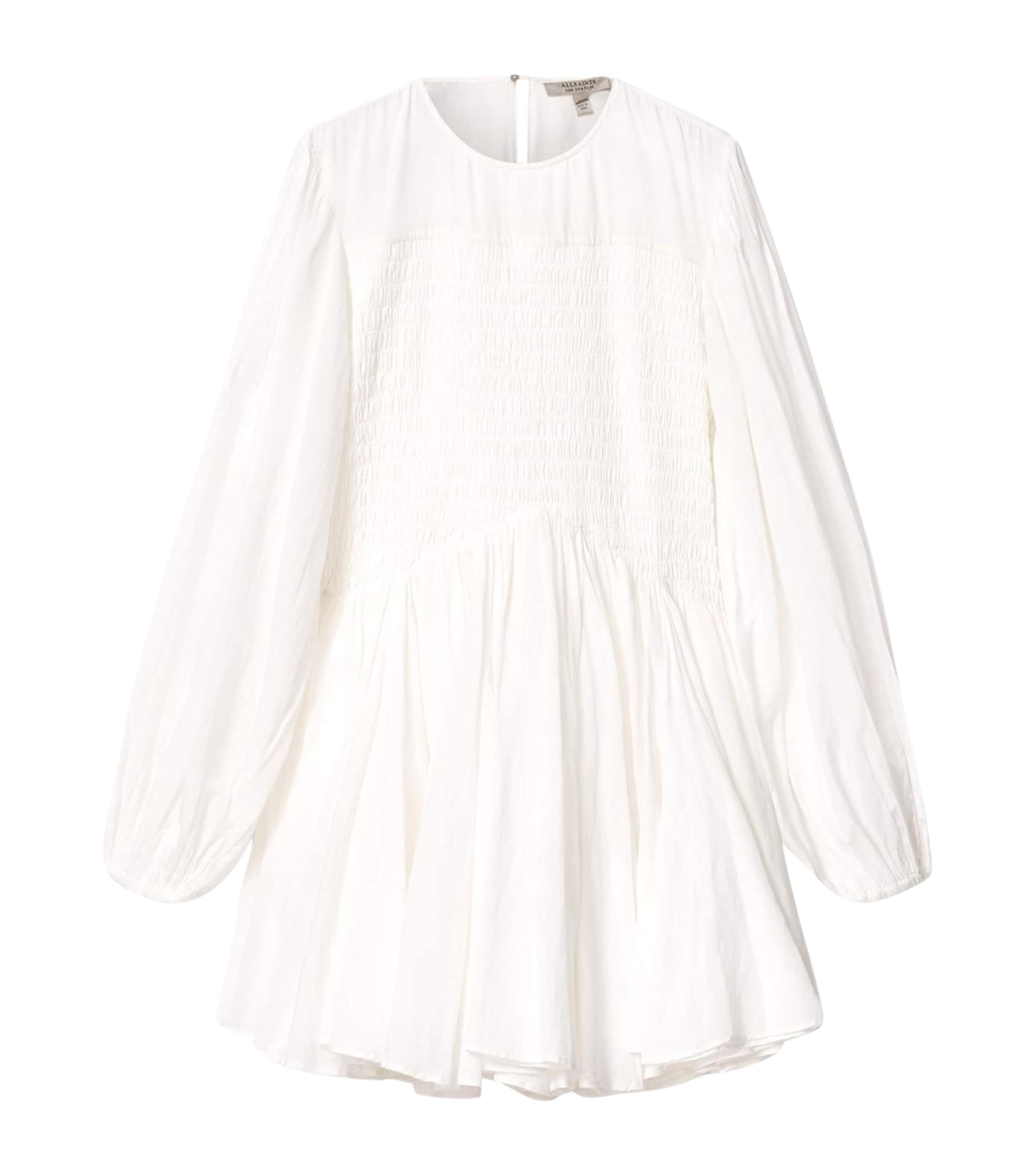 AllSaints Womens Smocked Chia Mini Dress White
