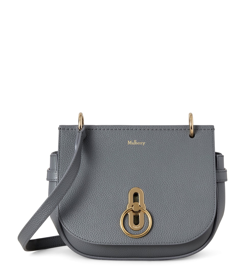 Mulberry Small Leather Amberley Satchel Cross-Body Bag Foggy Grey