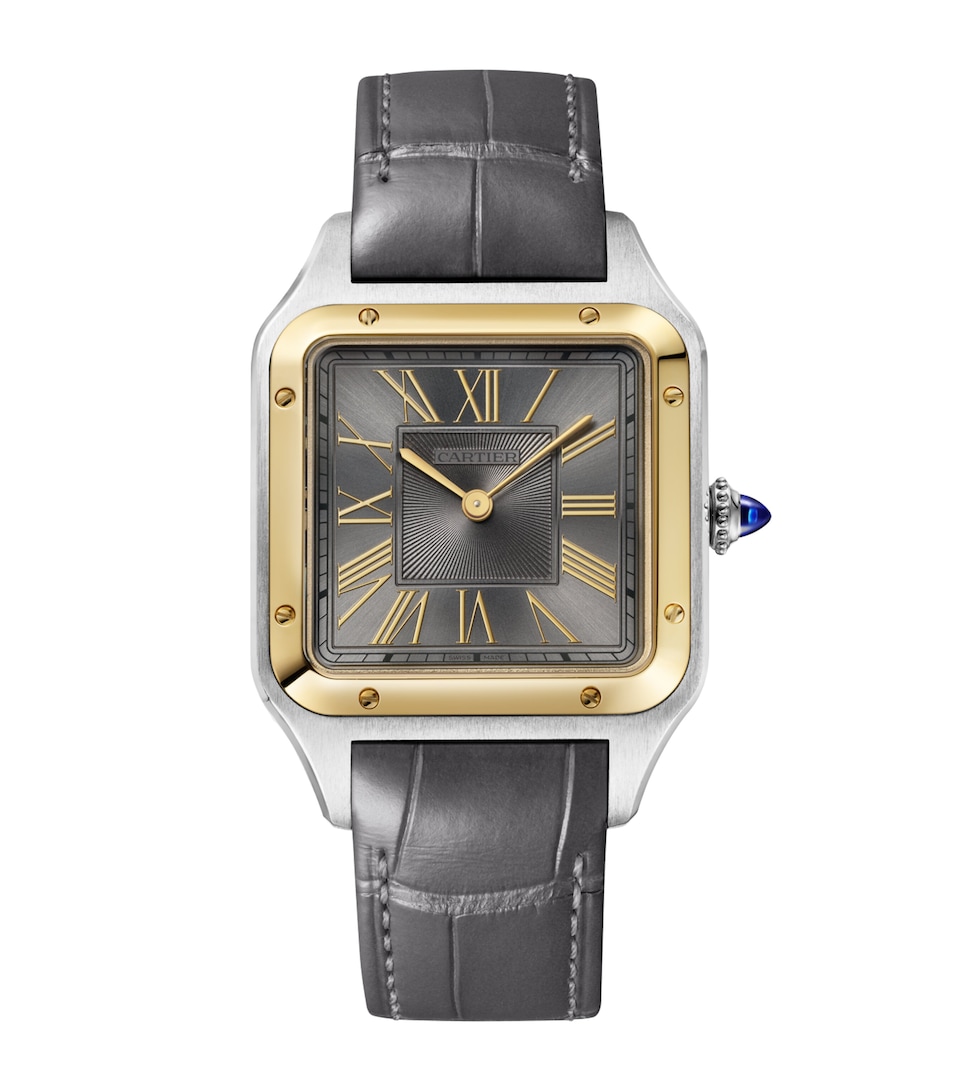 Large Stainless Steel and Yellow Gold Santos-Dumont Watch 31.4mm