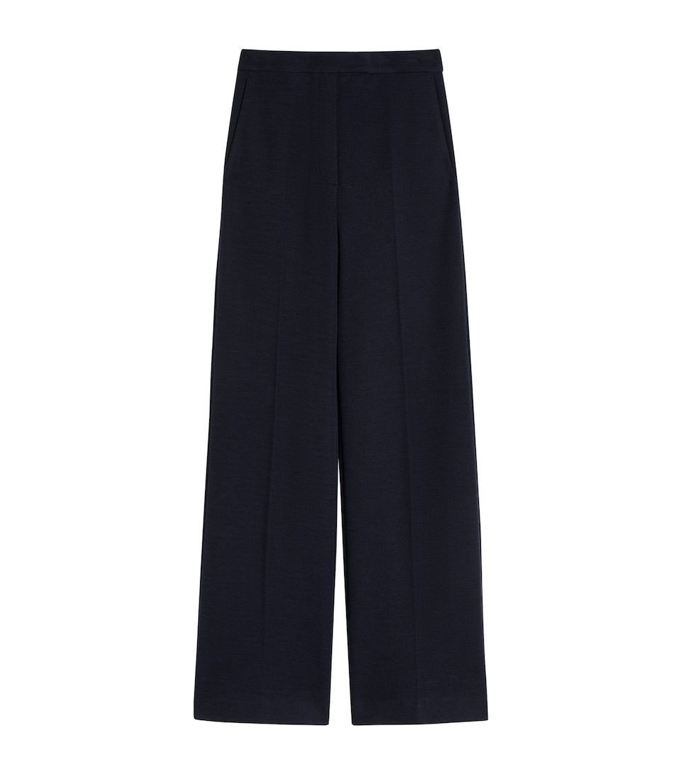 Wool Piqué Wide-Leg Trousers