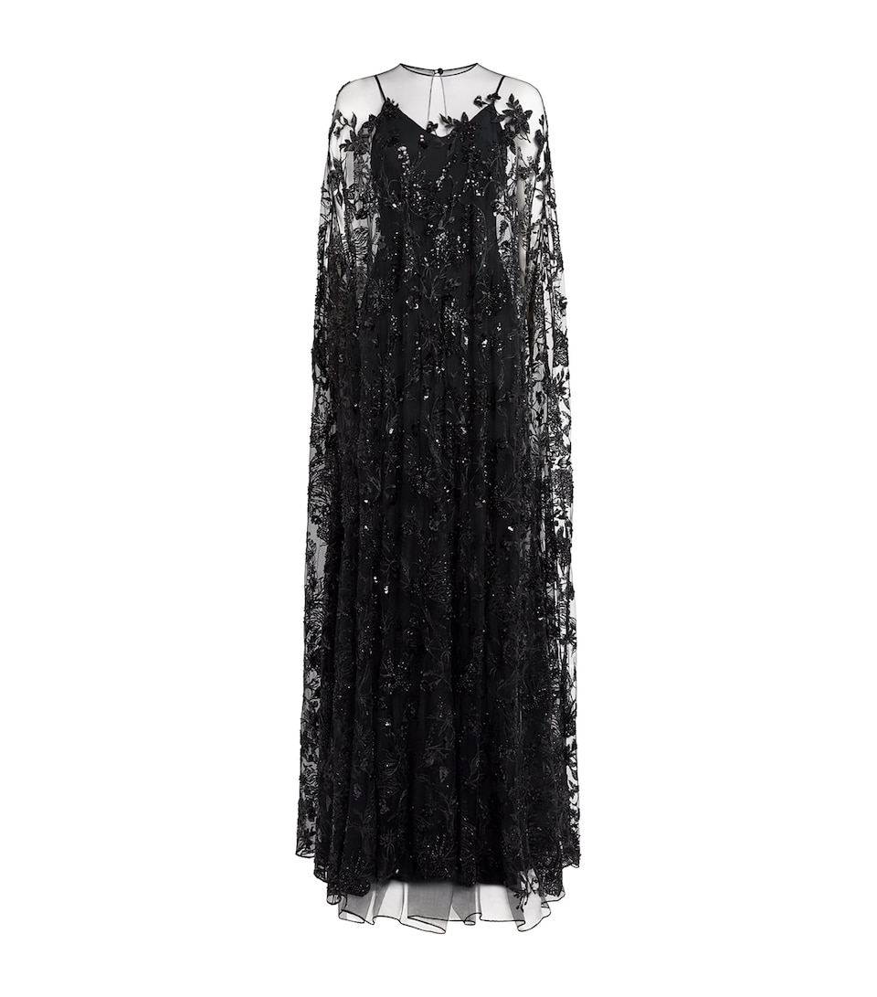 Zuhair Murad Womens Embellished Whispering Bloom Kaftan Gown Black