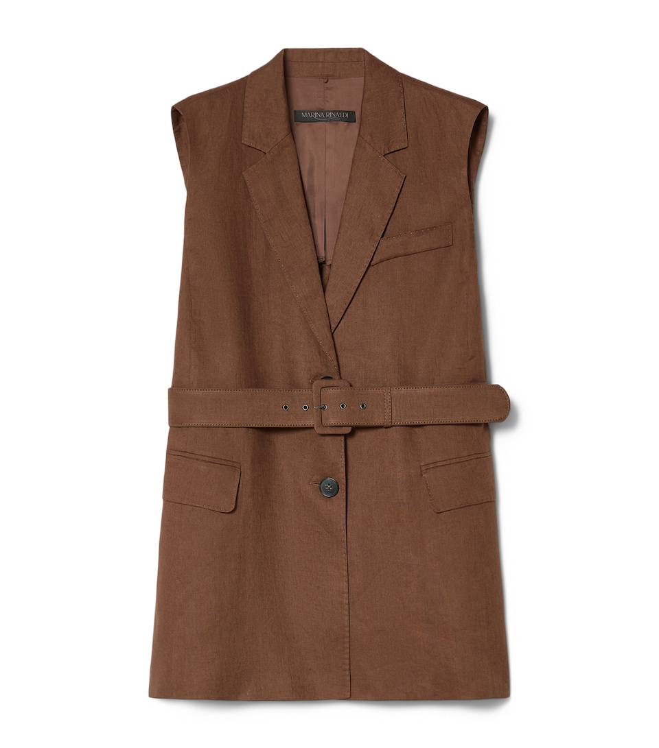 Linen Canvas Belted Waistcoat