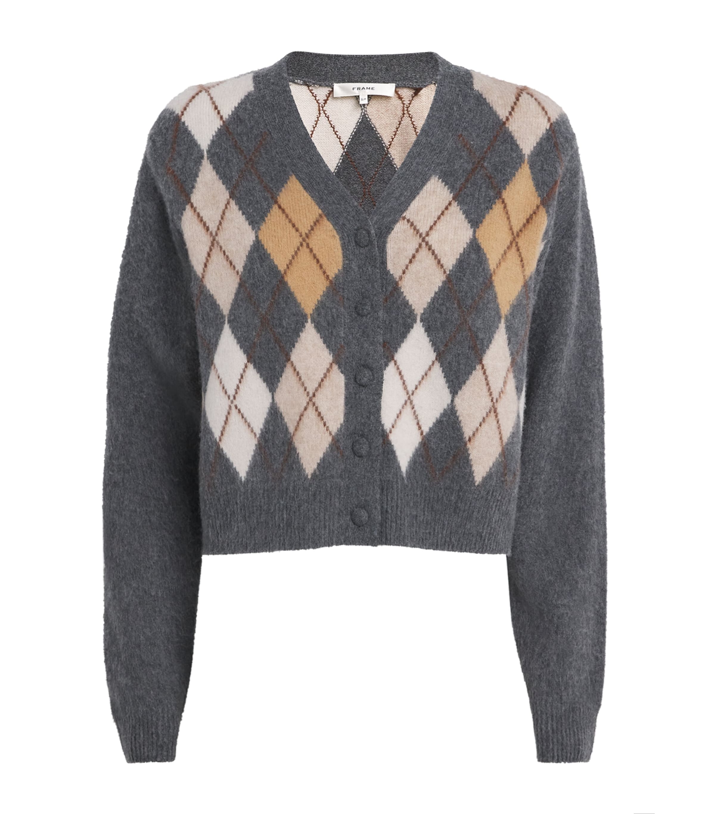 Merino Wool-Cashmere Argyle Cardigan