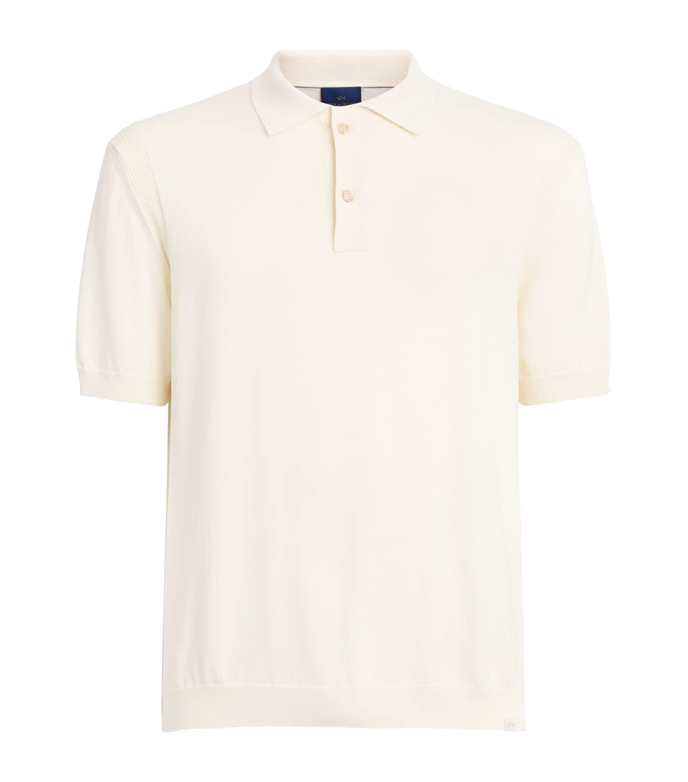 Paul & Shark Mens Silk-Cotton Polo Shirt White
