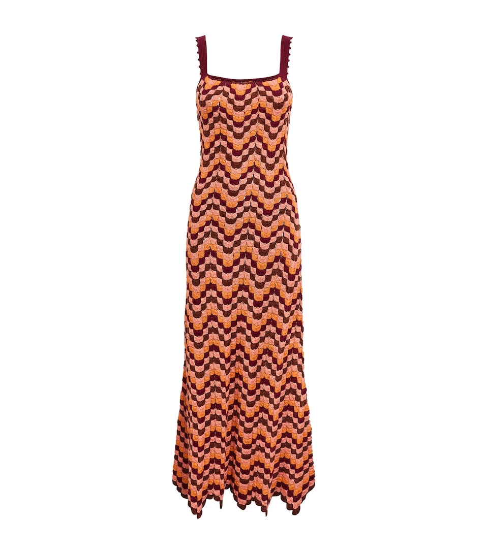 ESCVDO Womens Crochet Marea Maxi Dress Orange Multi