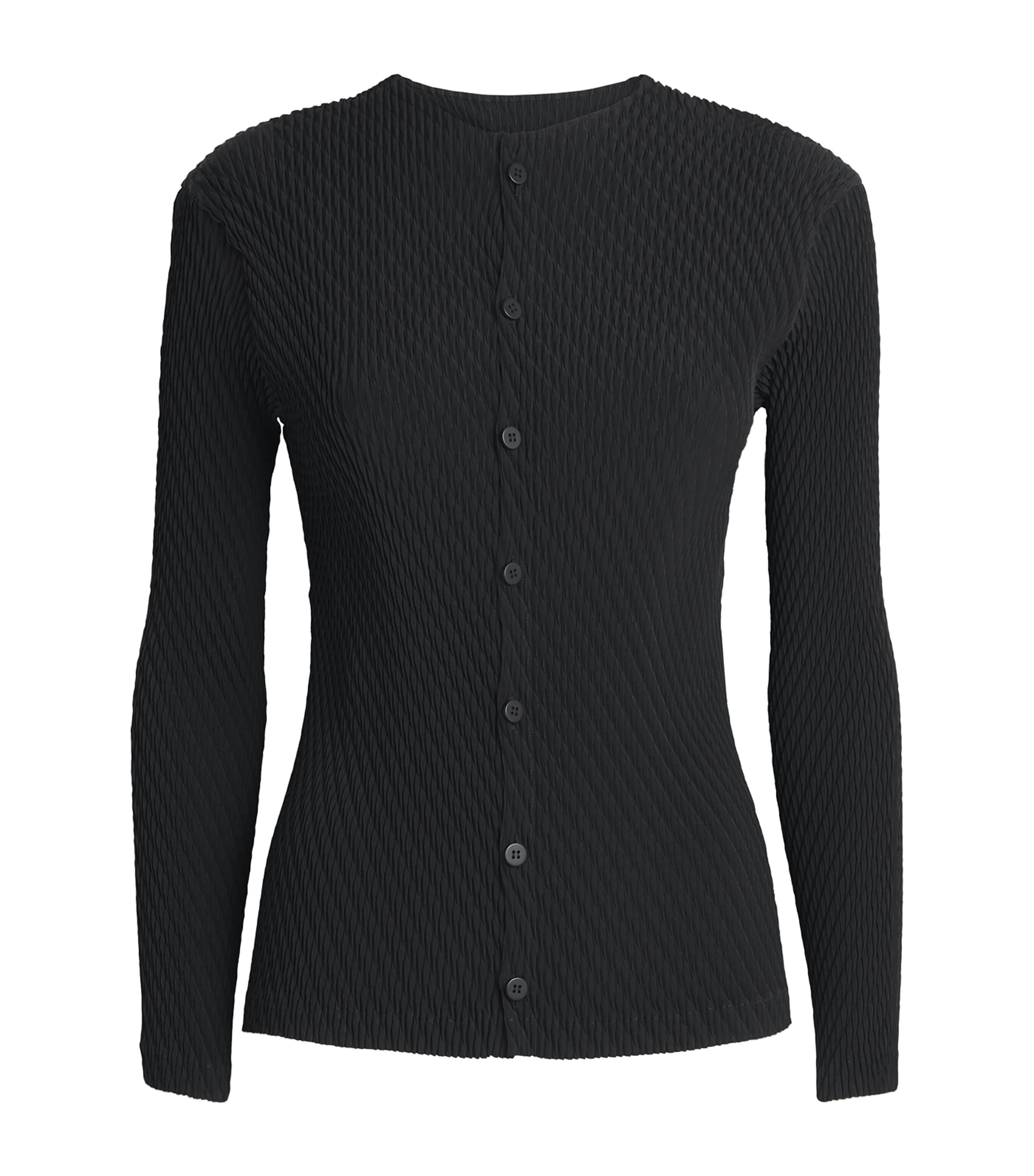 Issey Miyake Womens Rhombus Pleats Cardigan Black