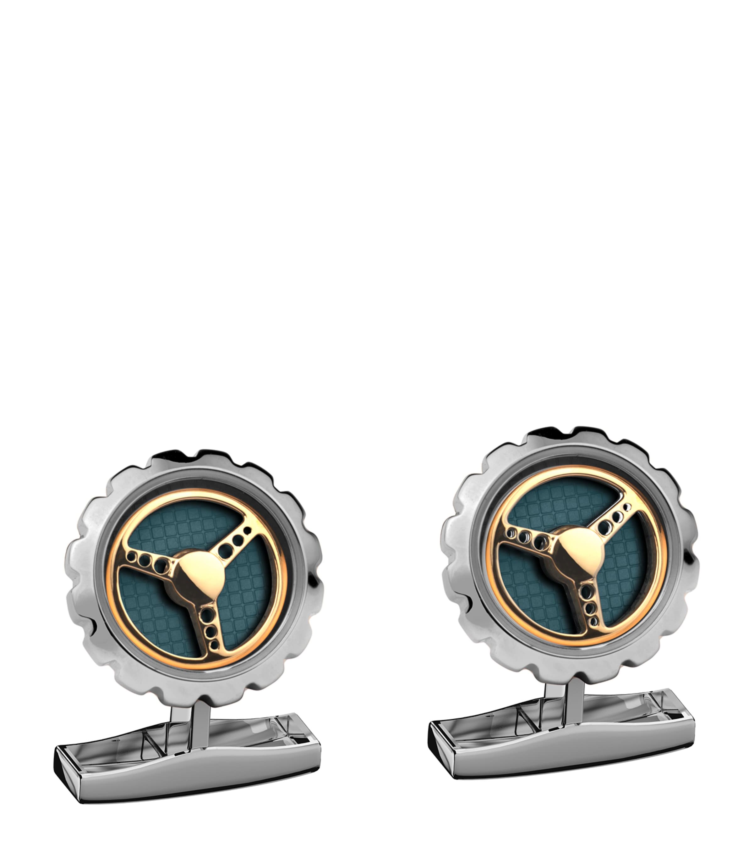 Chopard Racing Steering Wheel Cufflinks Silver/yellow Gold