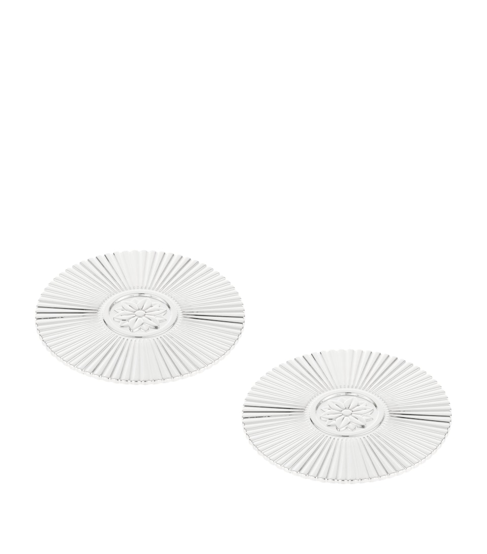 Christofle Set of 2 Silver-Plated Palmettes Coasters Silver