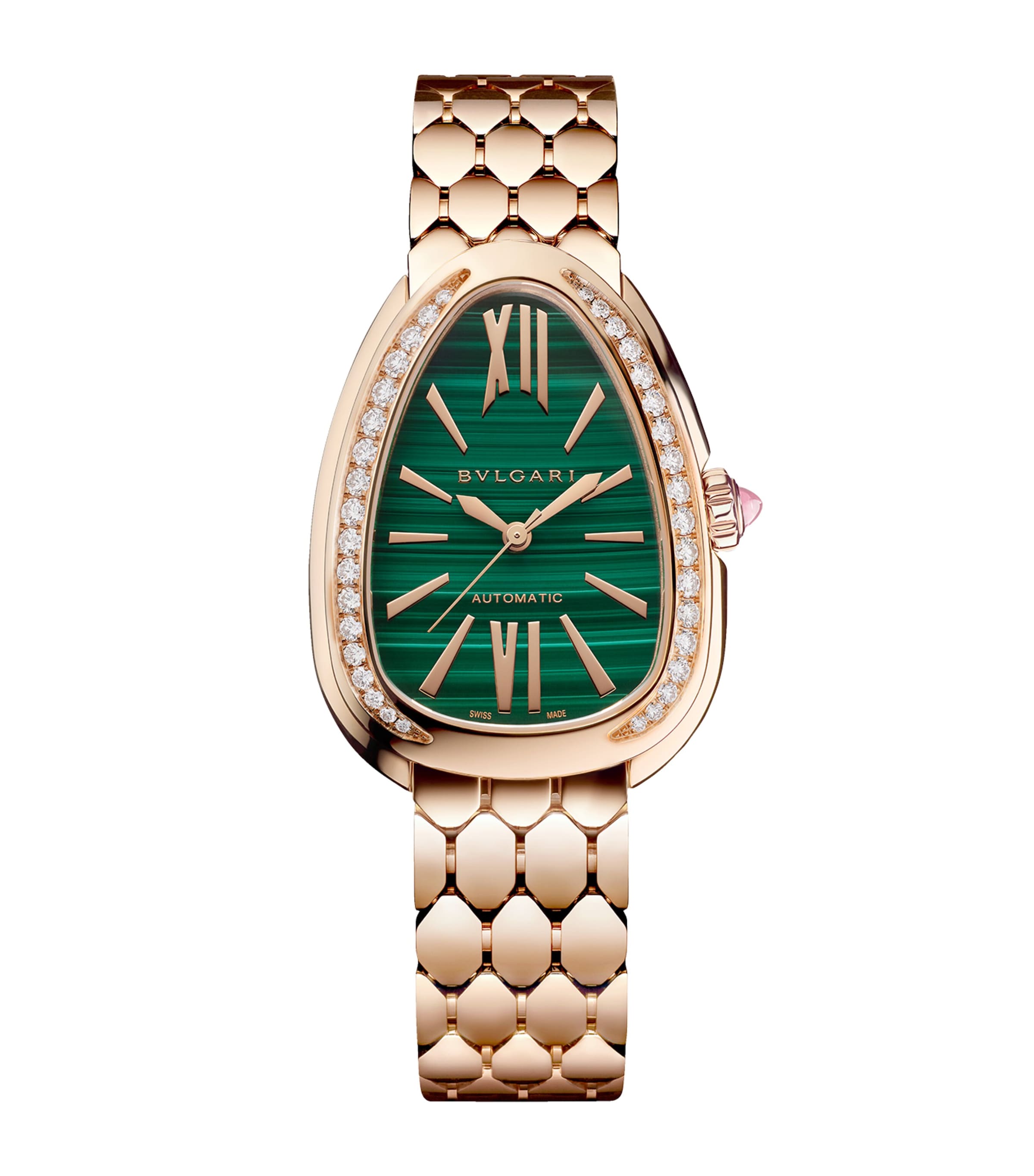 Bvlgari Rose Gold and Diamond Serpenti Seduttori Watch 34mm Stones