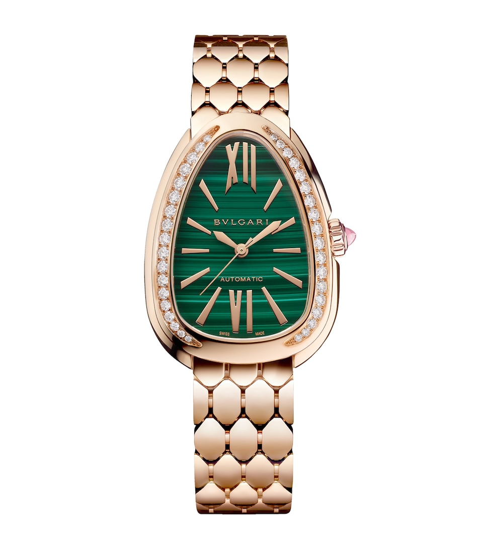 Bvlgari Rose Gold and Diamond Serpenti Seduttori Watch 34mm Stones
