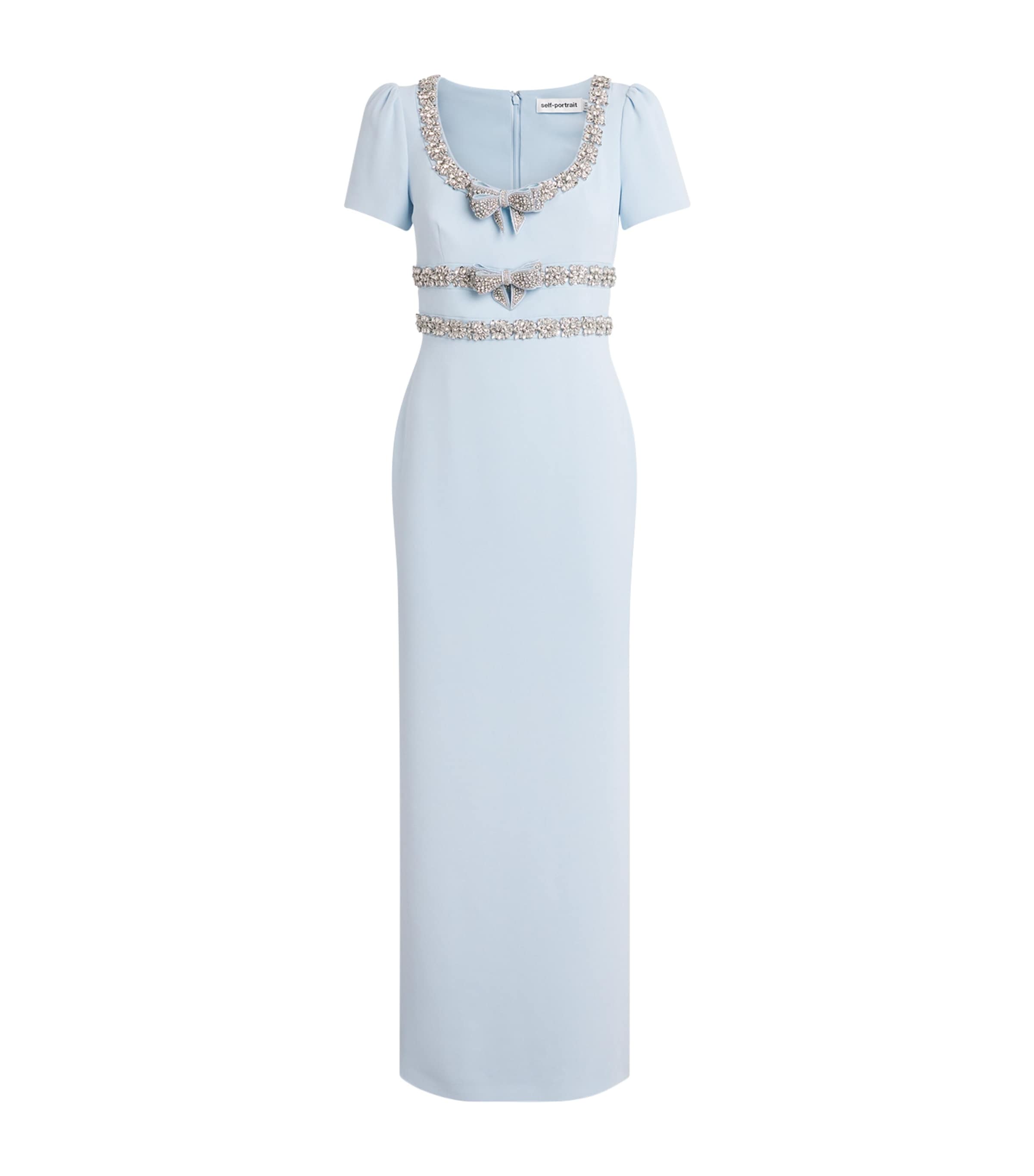 Crepe Embellished Bow Maxi Dress