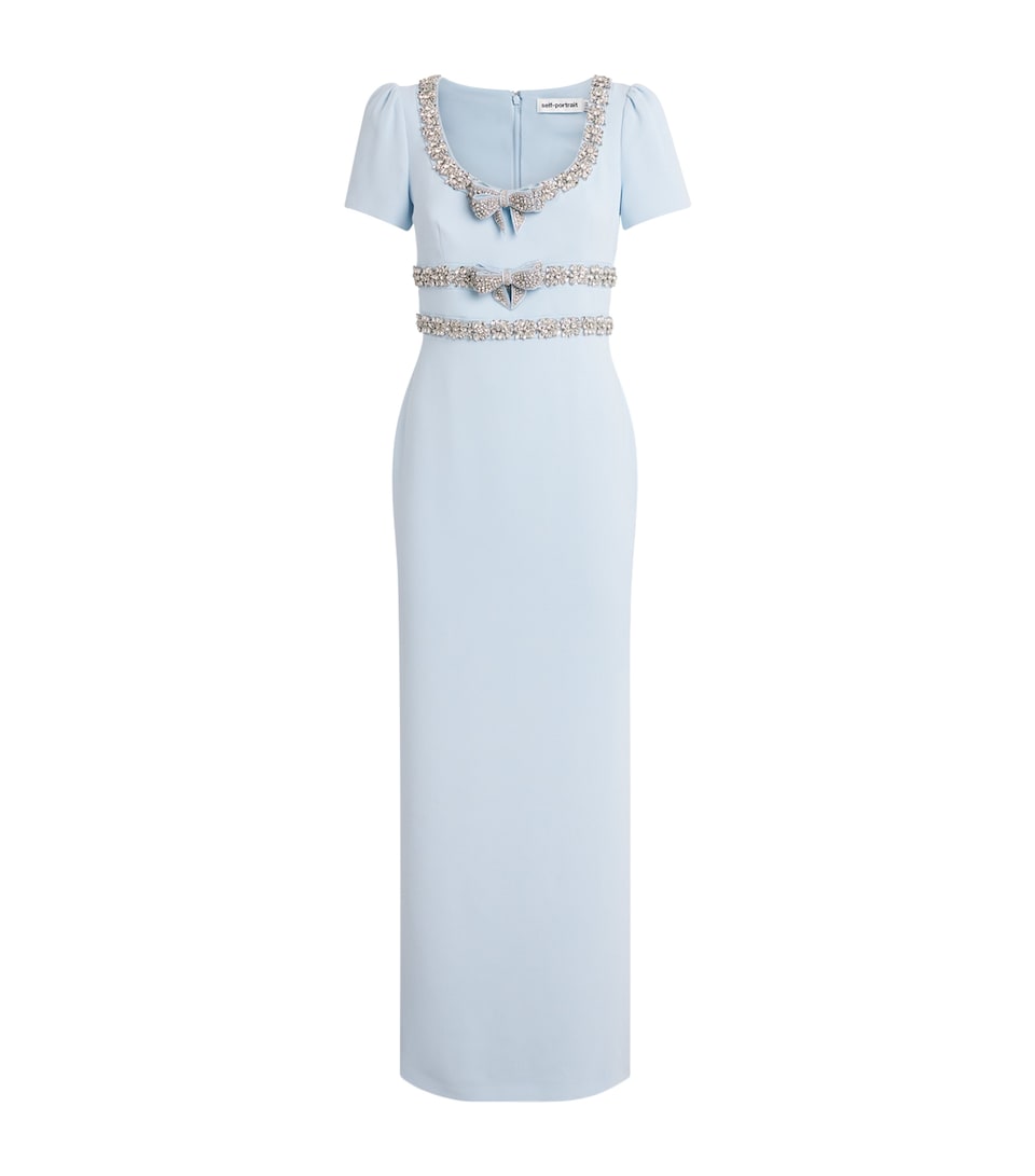 Crepe Embellished Bow Maxi Dress