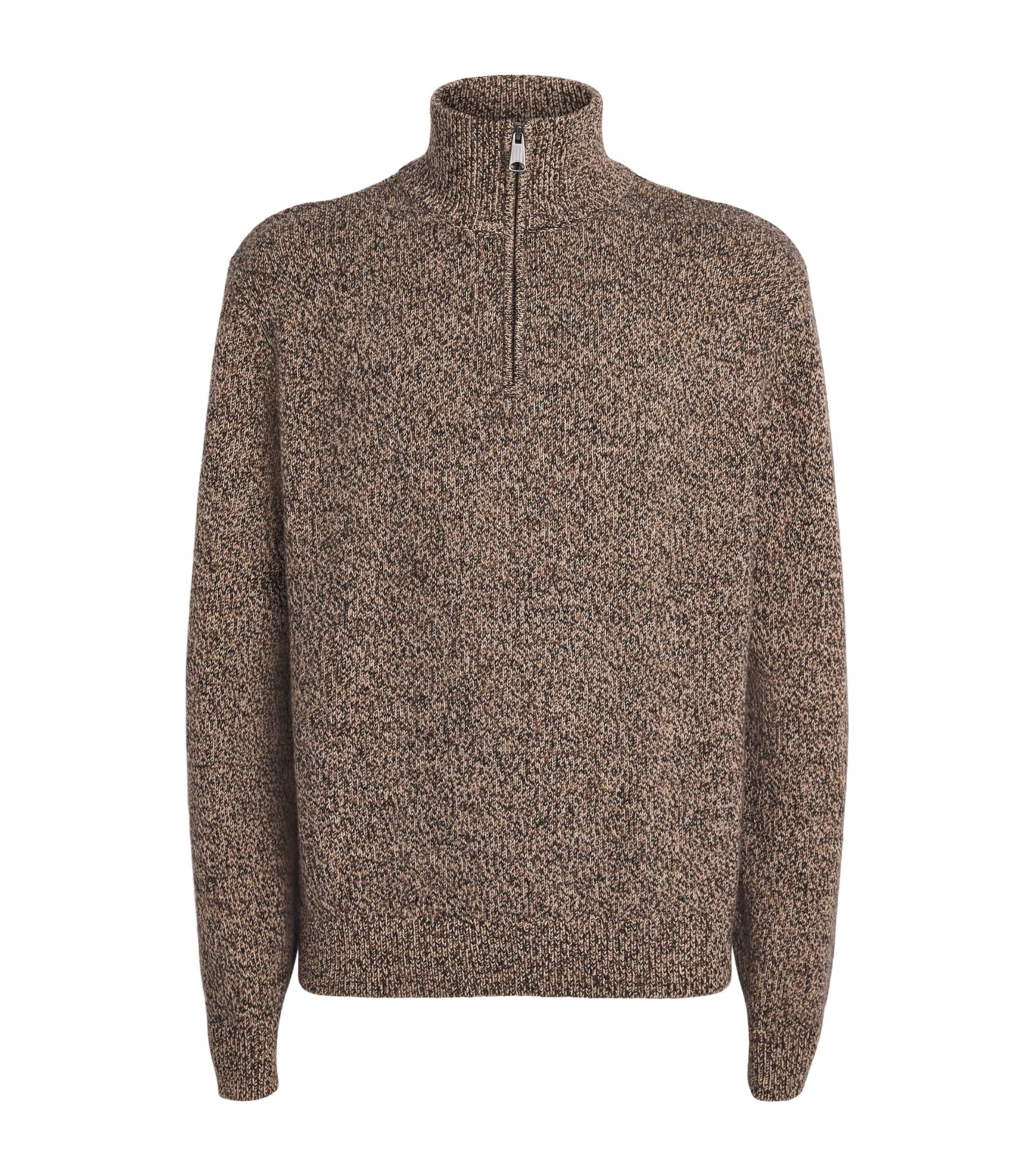 7 For All Mankind Mens Wool-Cotton Half-Zip Sweater Multicolor