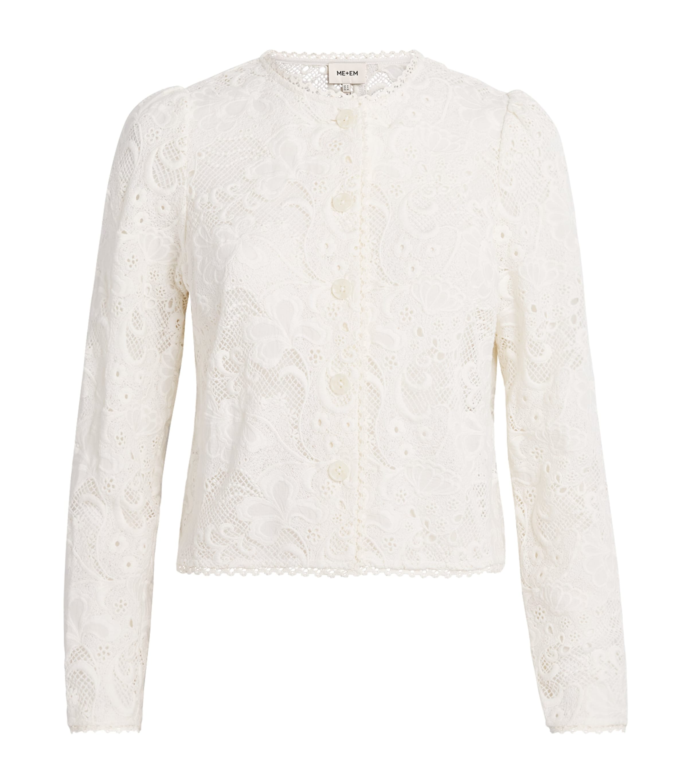 ME+EM Womens Lace Cropped Jacket Light Cream